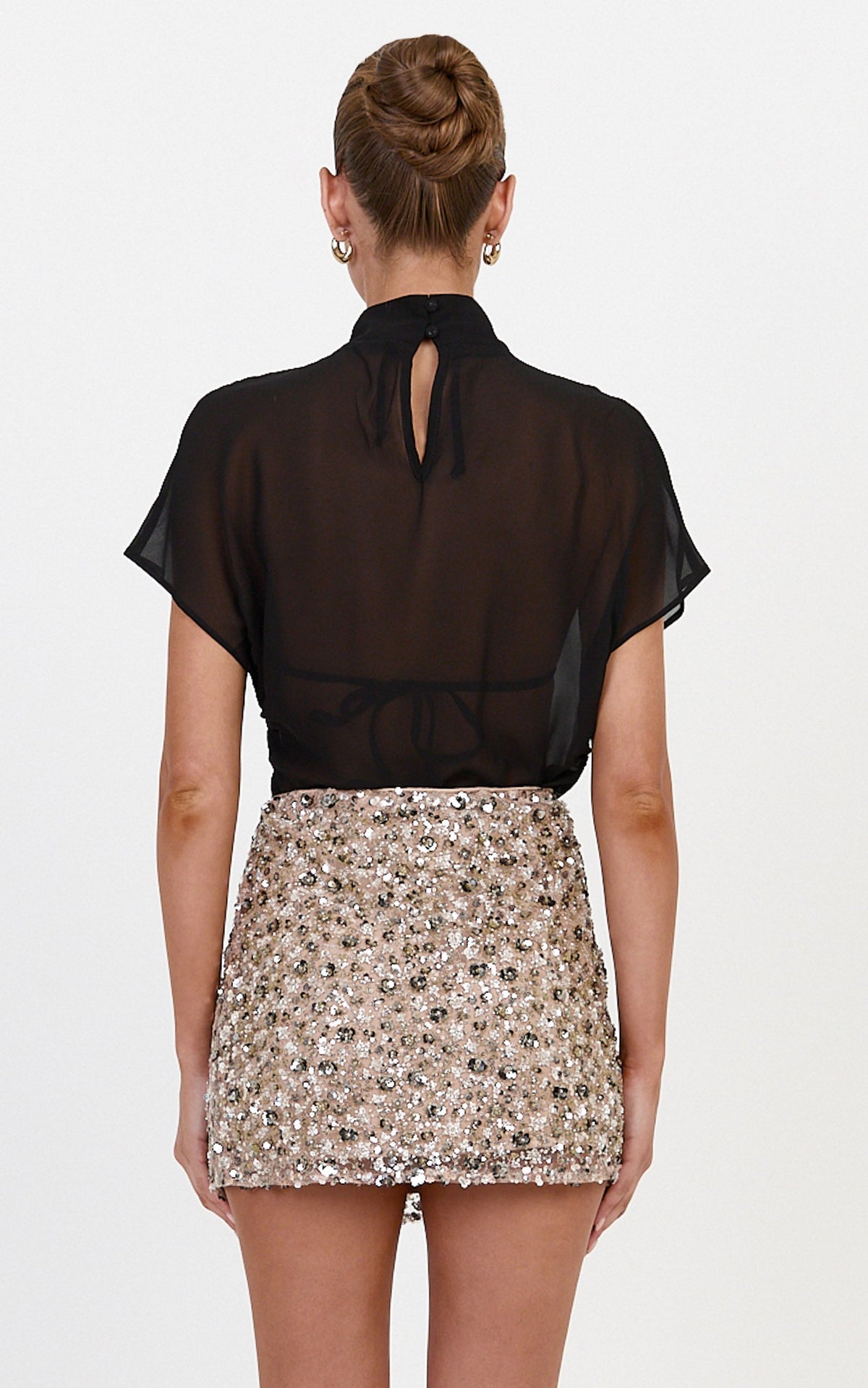 Calypso Mini Skirt - Sequin Embellished Skirt in Gold