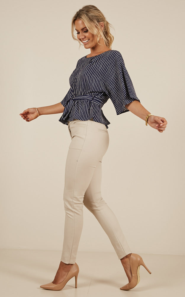 Different Ways Top In Navy Stripe