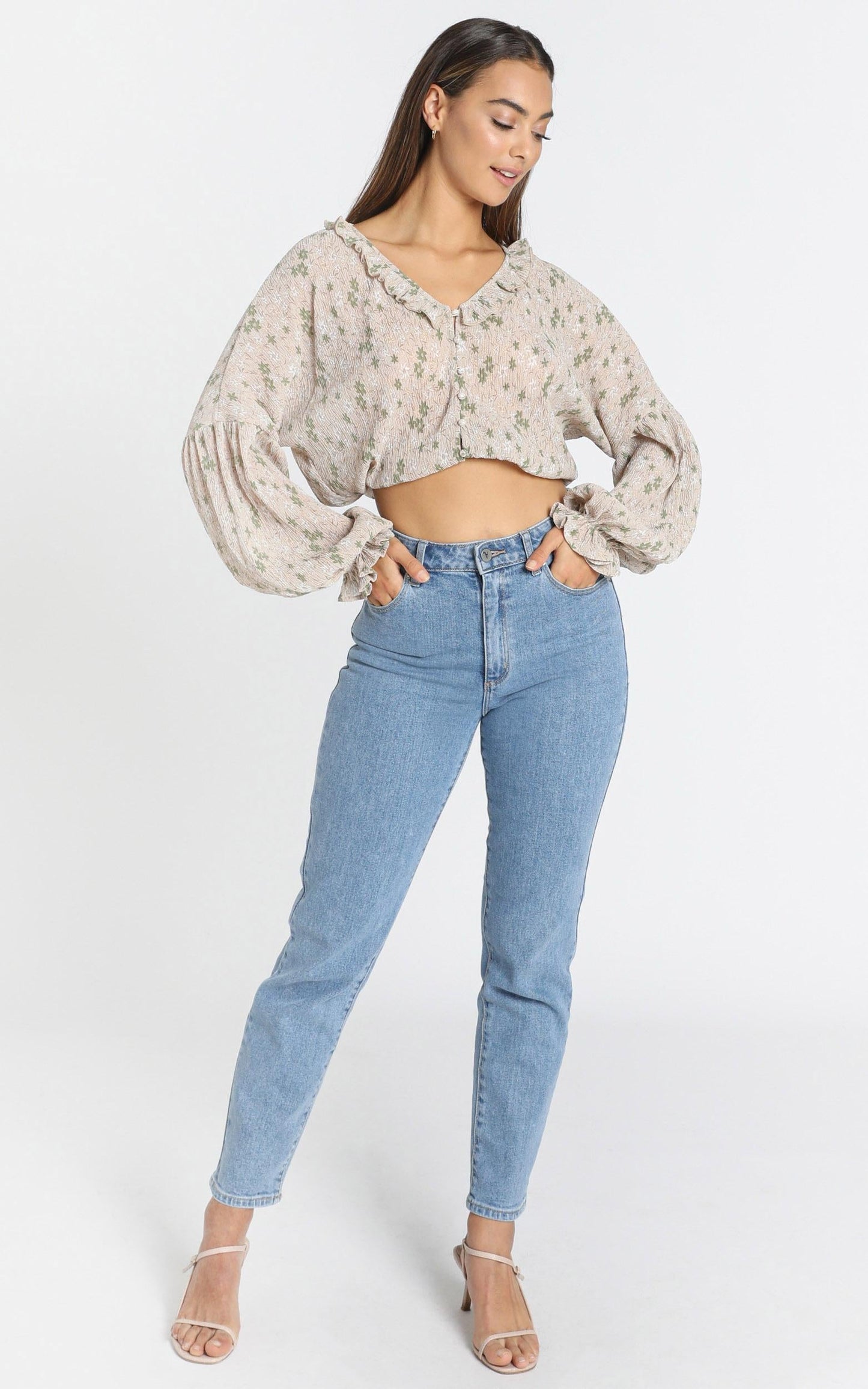 Serena Top in Beige Floral