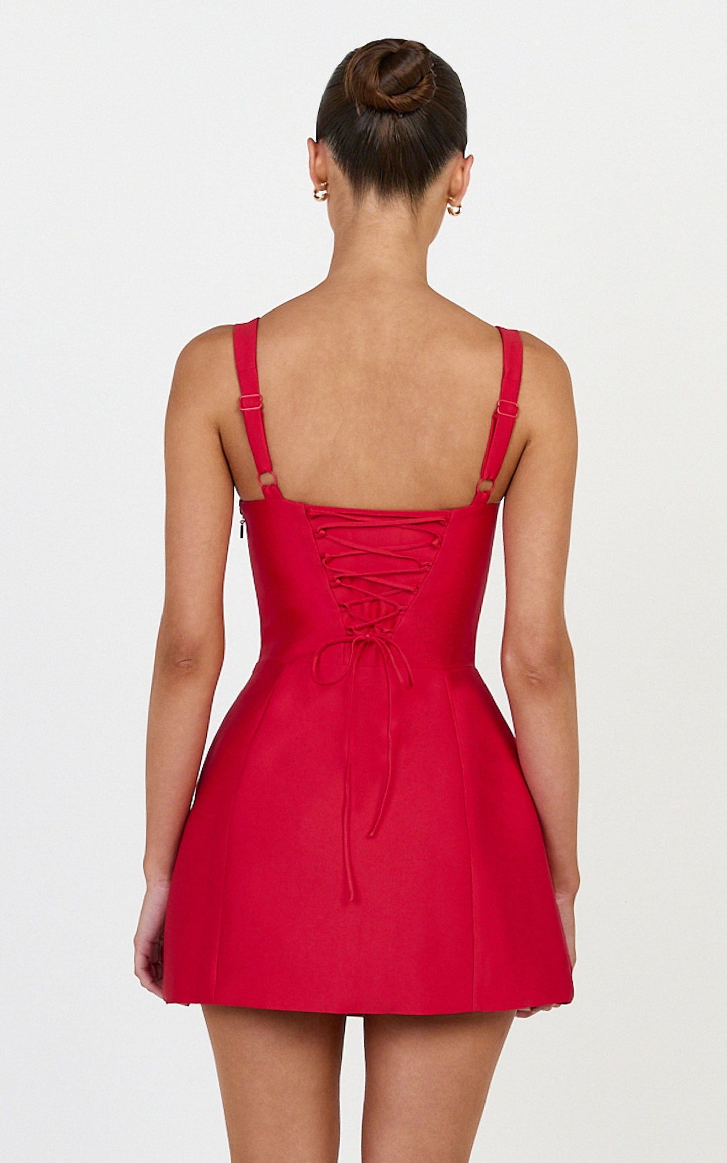Amalia Mini Dress - Panelled Corset Dress in Red