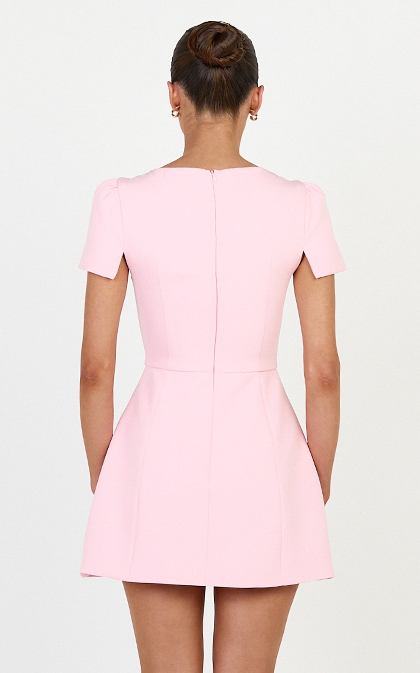 Zinnia Mini Dress - Square Neck Tulip Dress in Pink