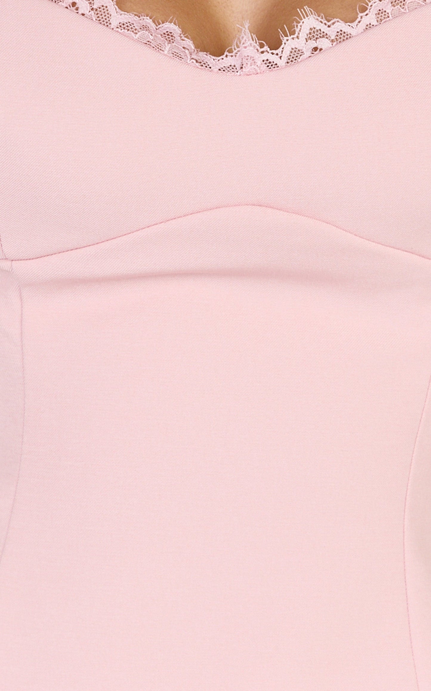 Primrose Top - Fitted Balconette Lace Trim Bodice Top in Pink