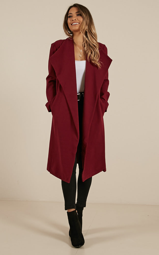 Temporary Love Coat In Wine