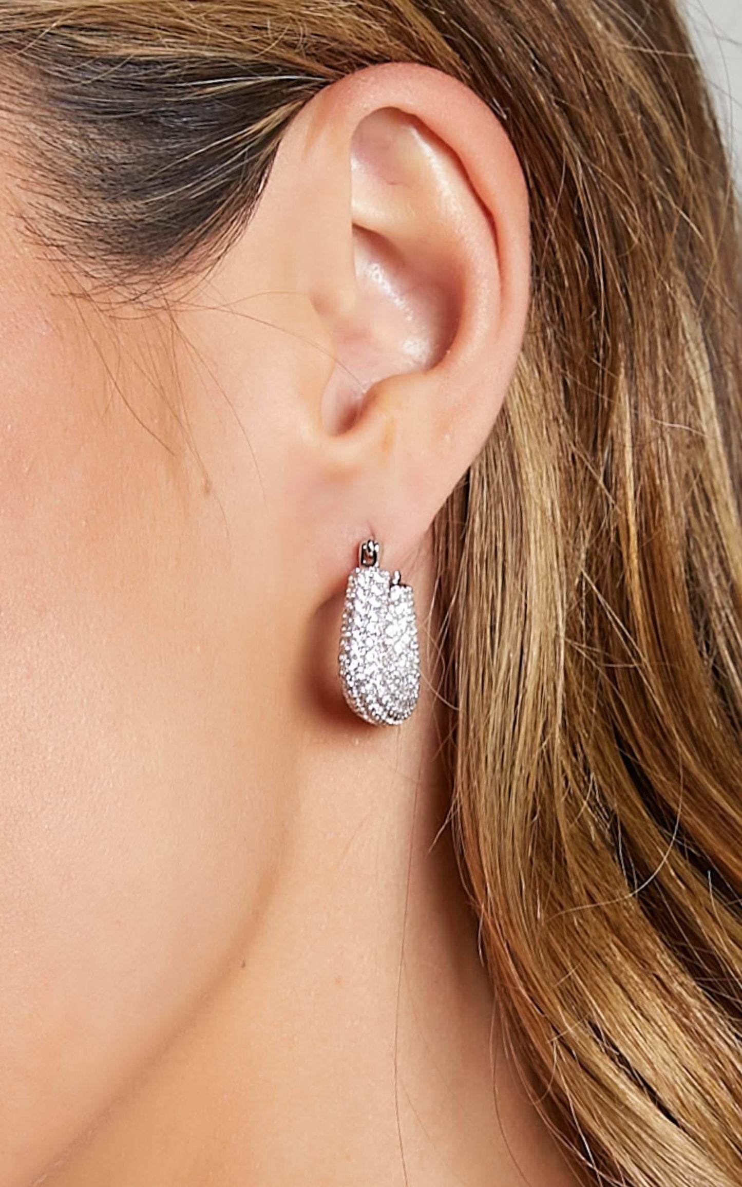 Luv AJ - Pave Tia Hoops in Silver