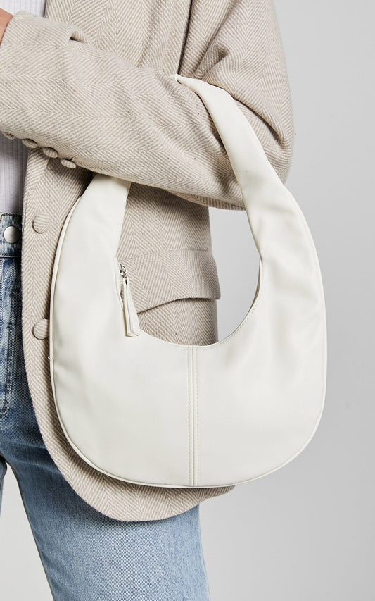 Melbourne Oval PU Shoulder Bag in White