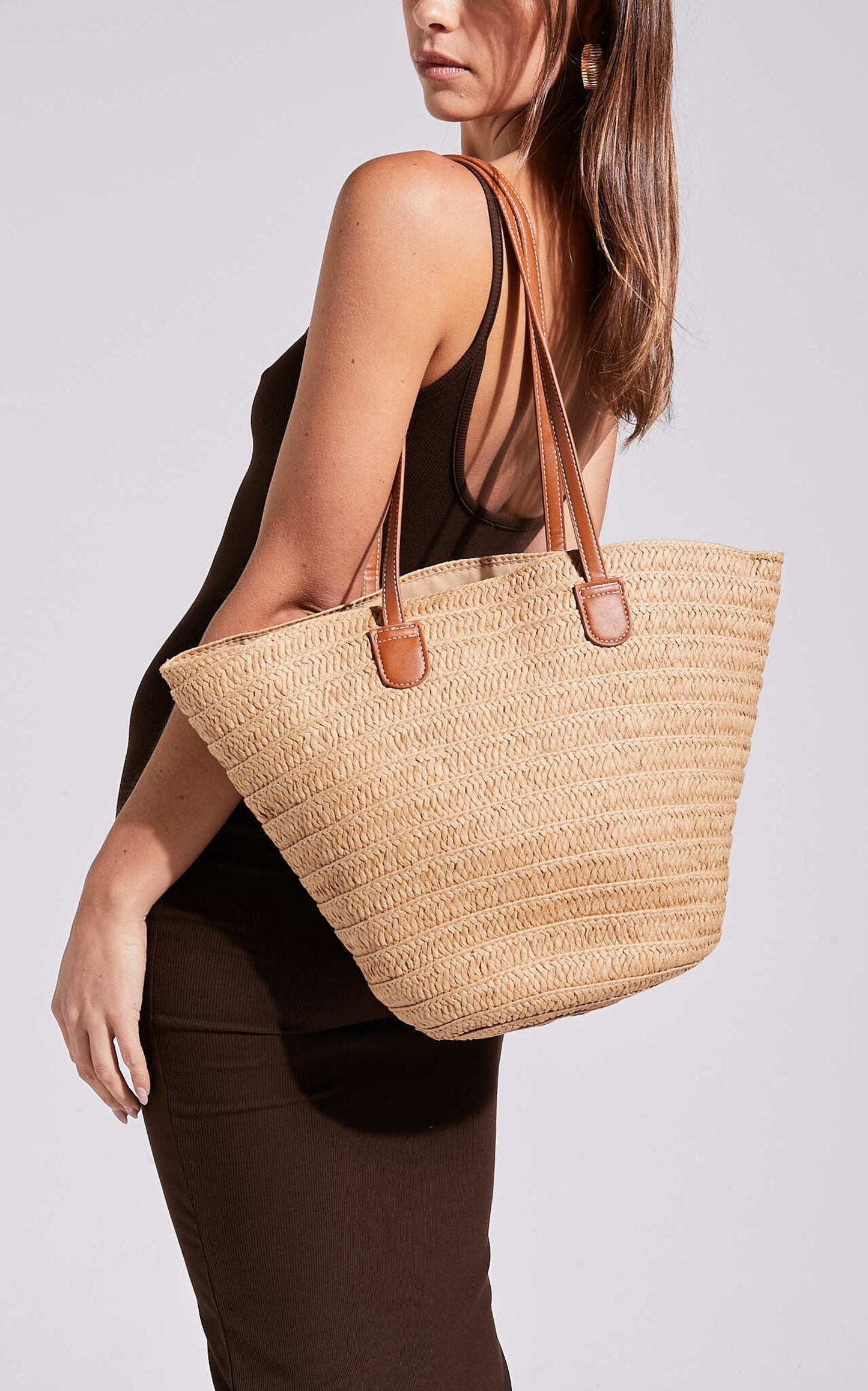 Narla Rattan Tote Bag in Natural