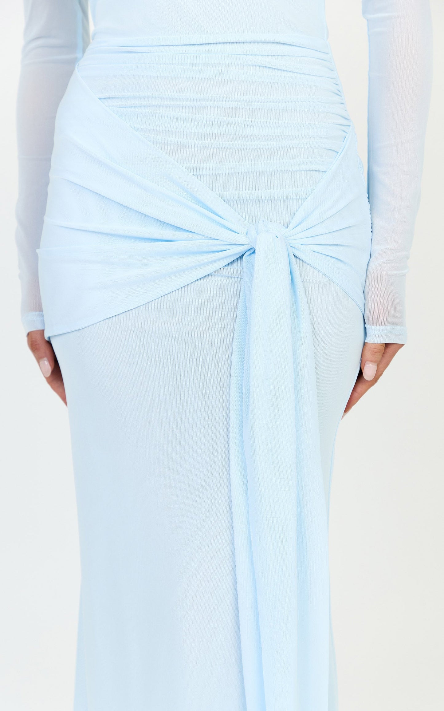 Waverly Maxi Dress - Long Sleeve Off Shoulder Dress in Blue