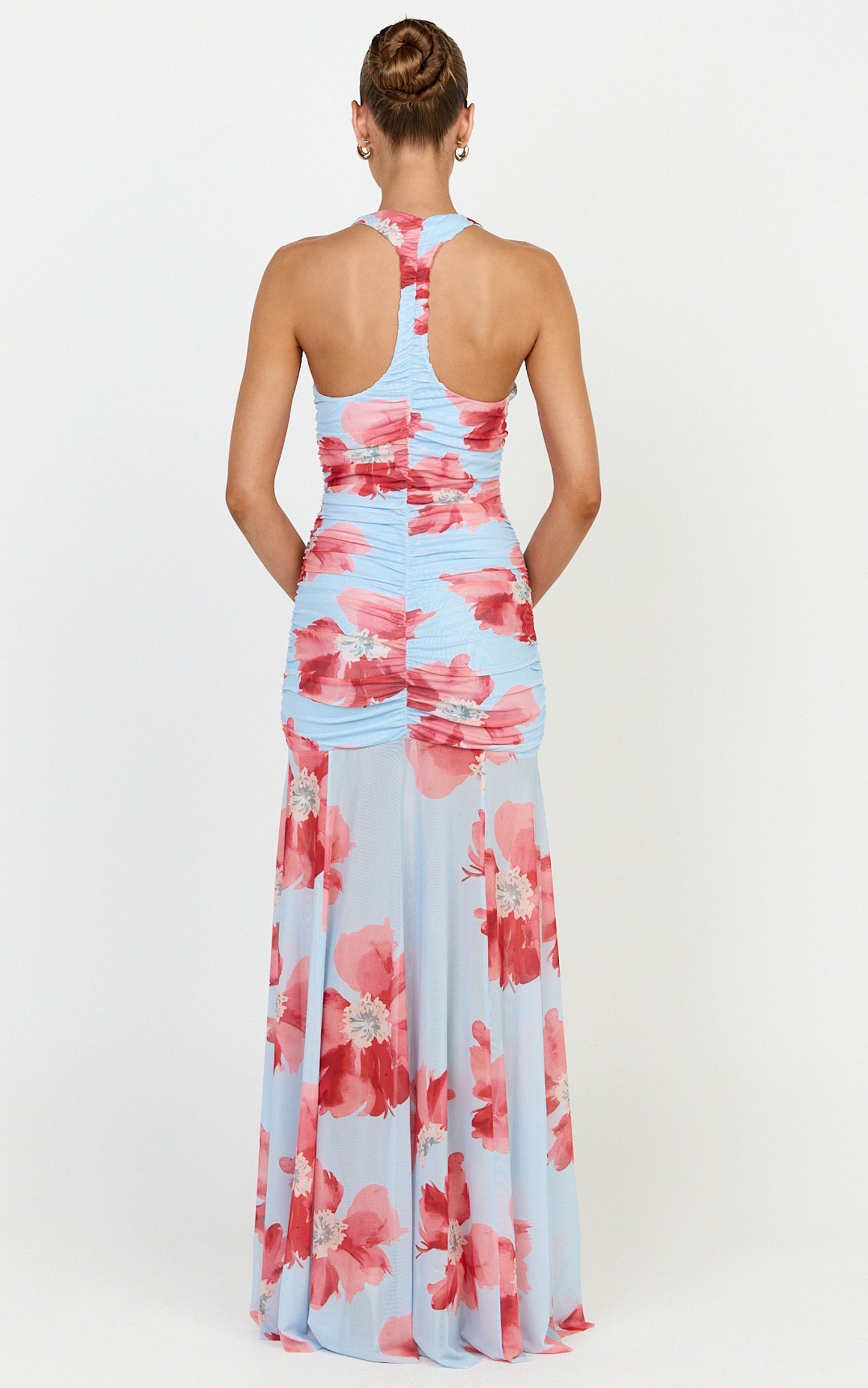 Jasmine Maxi Dress - Ruched Racer Back Dress in Mirabelle Floral Print