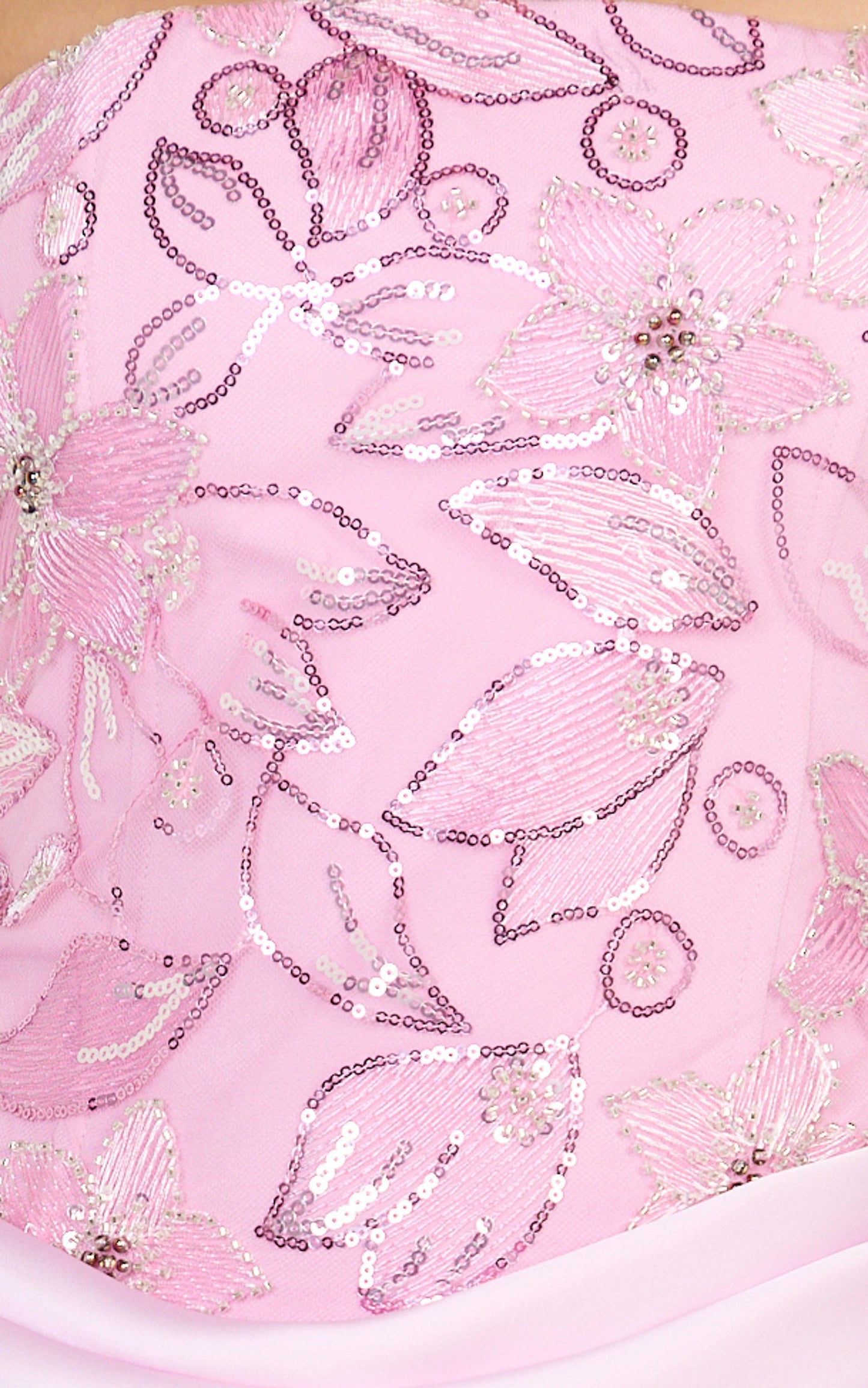 Amie Maxi Dress - Strapless Sequin Bodice Dress With Draped Satin Skirt in Pink