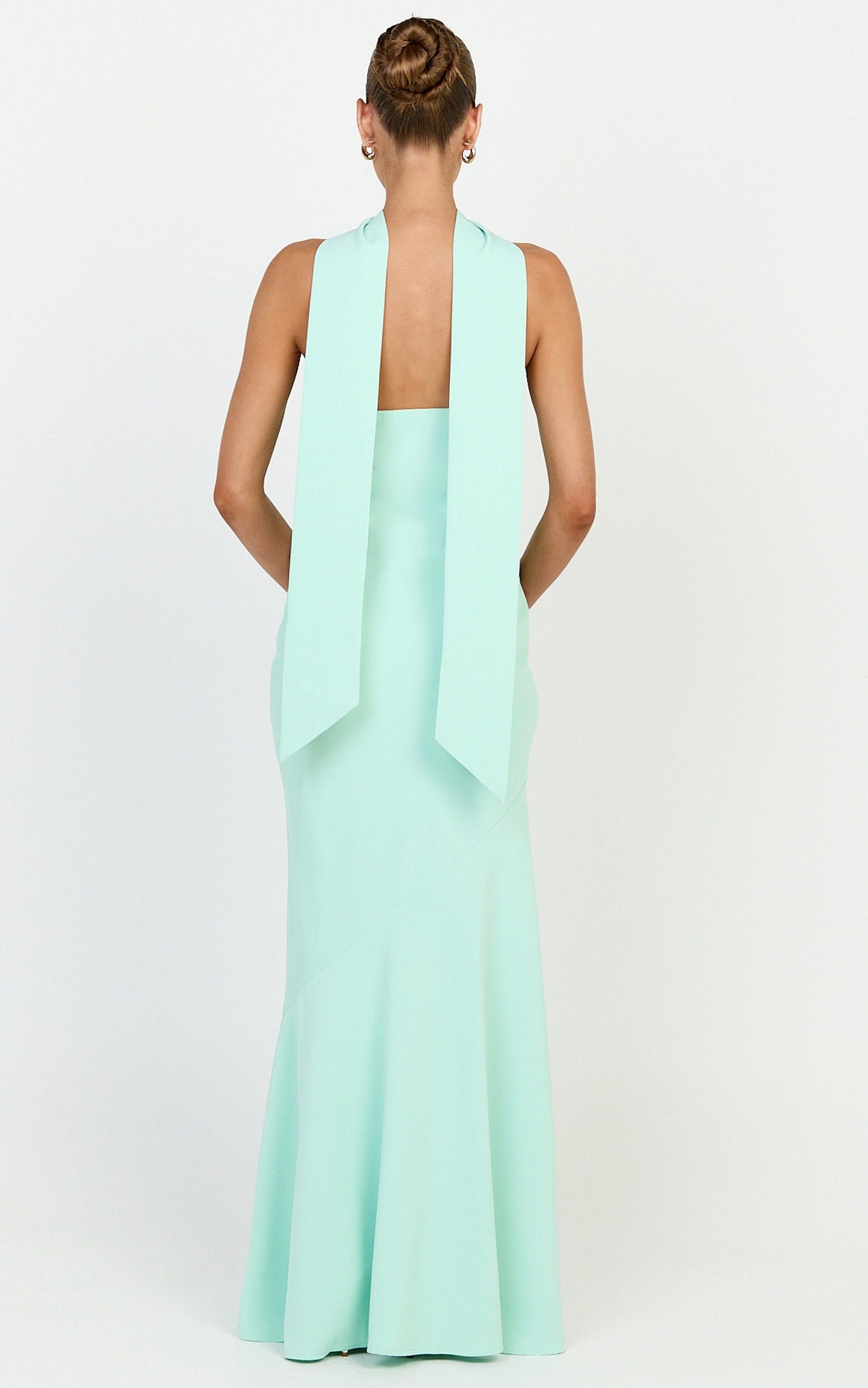 Lolly Maxi Dress - Strapless Bias Column Dress with Scarf in Mint