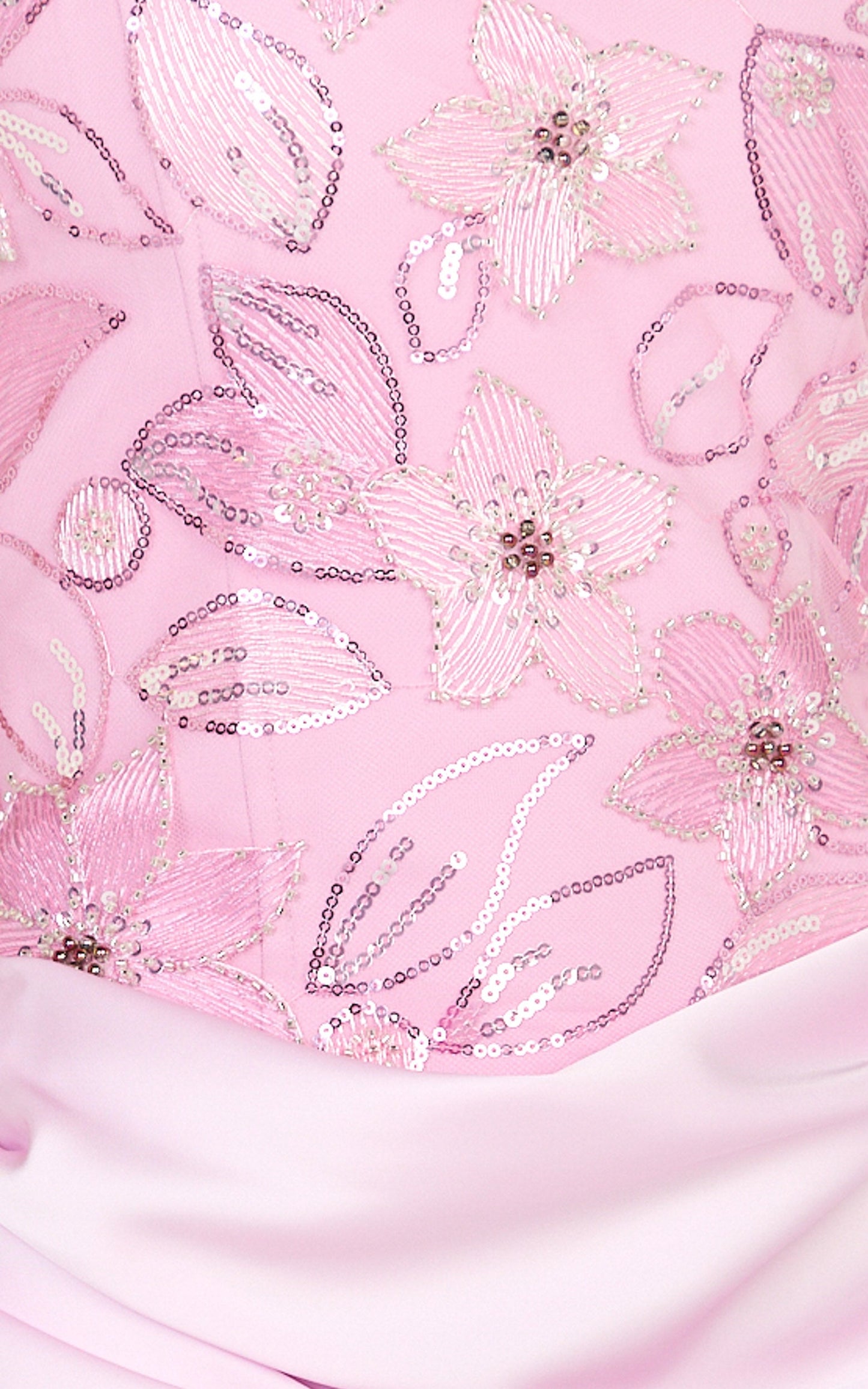 Amie Mini Dress - Strapless Sequin Bodice Dress With Draped Satin Skirt in Pink