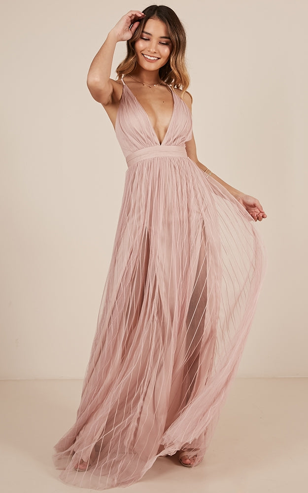 Teen Hearts Maxi Dress In Blush