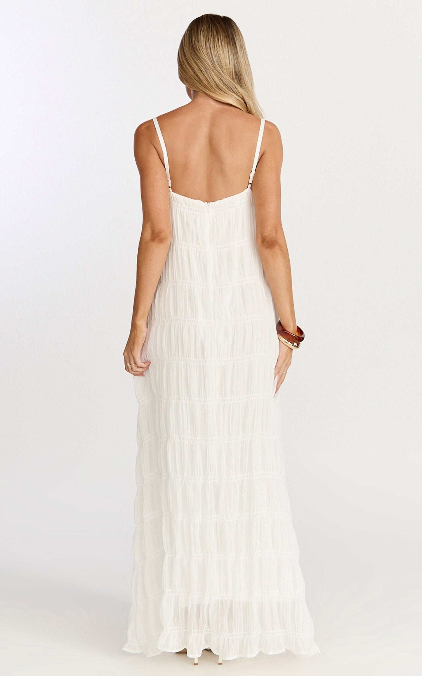 Cleo Maxi Dress - Textured Detail Dress in Cream