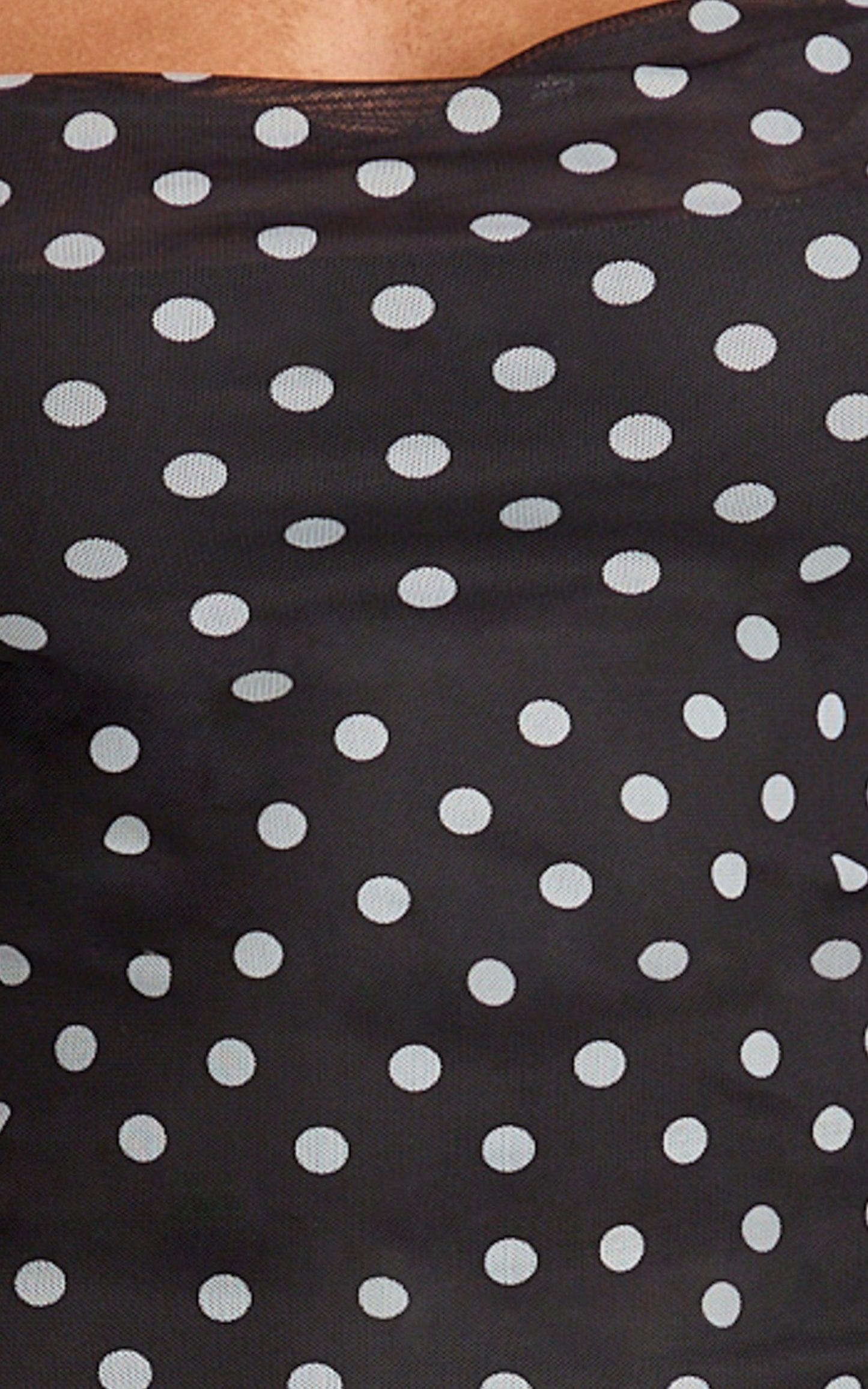 Rosha Midi Dress - Ruffle Strap Dress in Black Polkadot