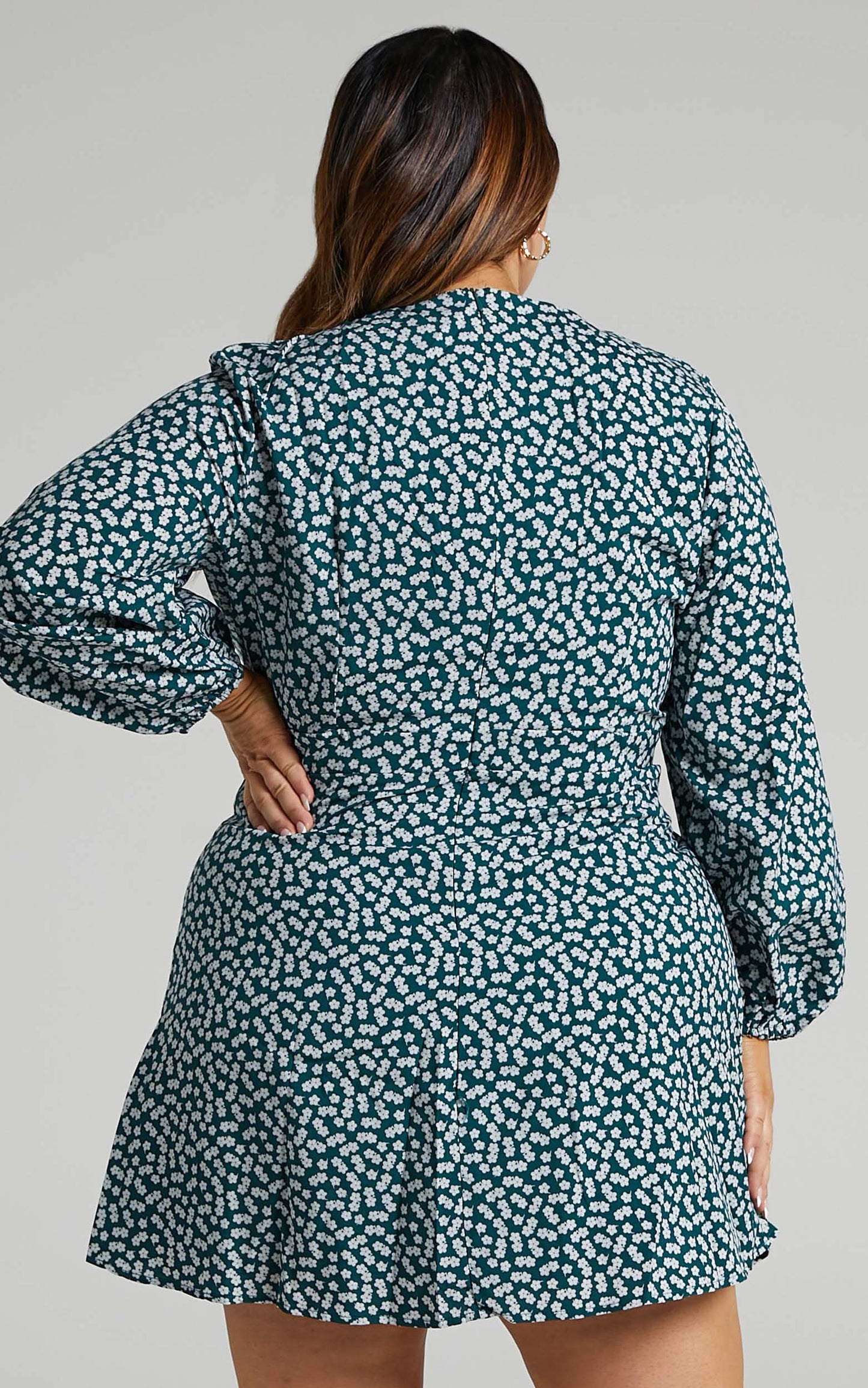 Lace Me Up Dress in Emerald Floral