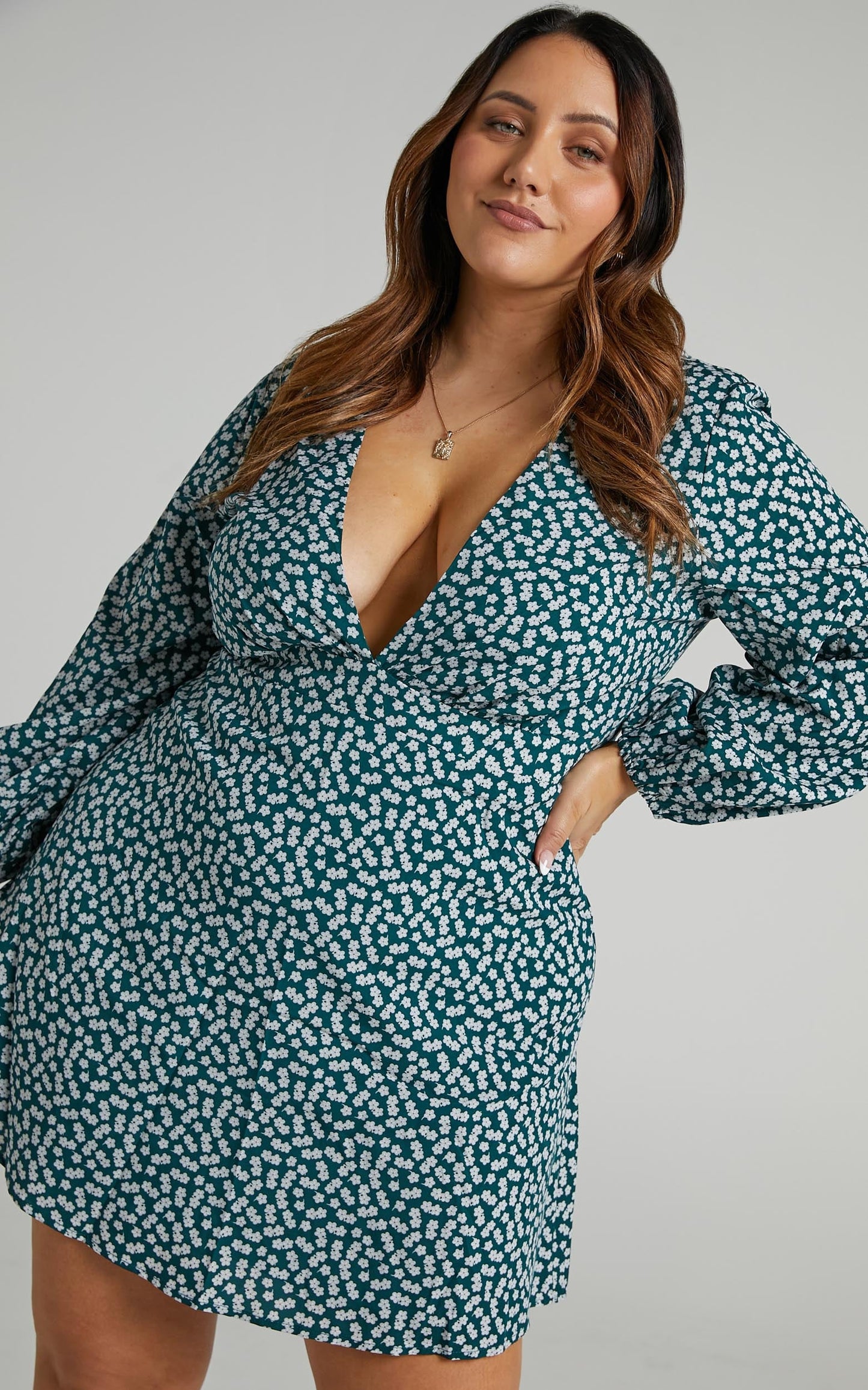 Lace Me Up Dress in Emerald Floral