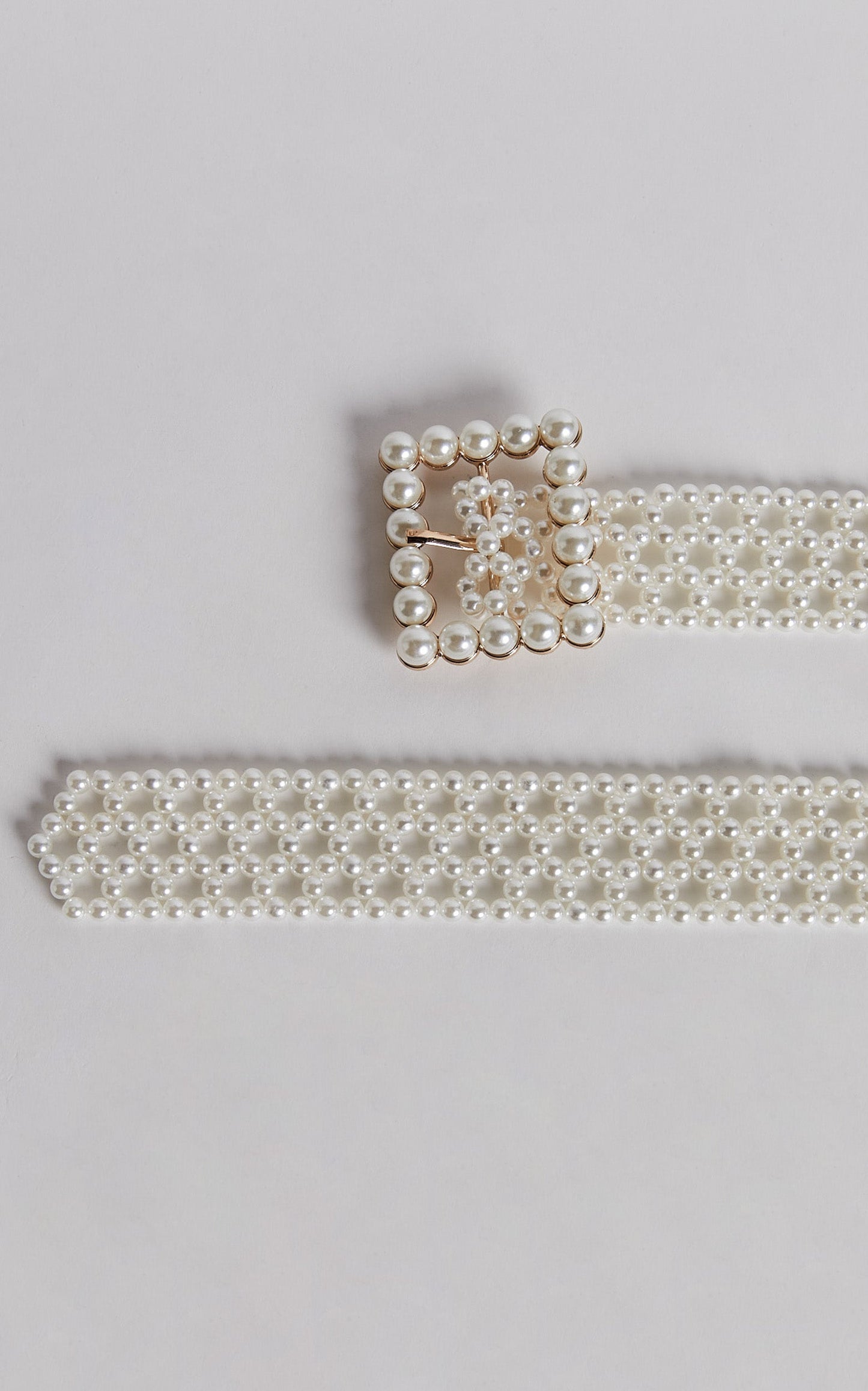 Angelina Square Pearl Belt in White