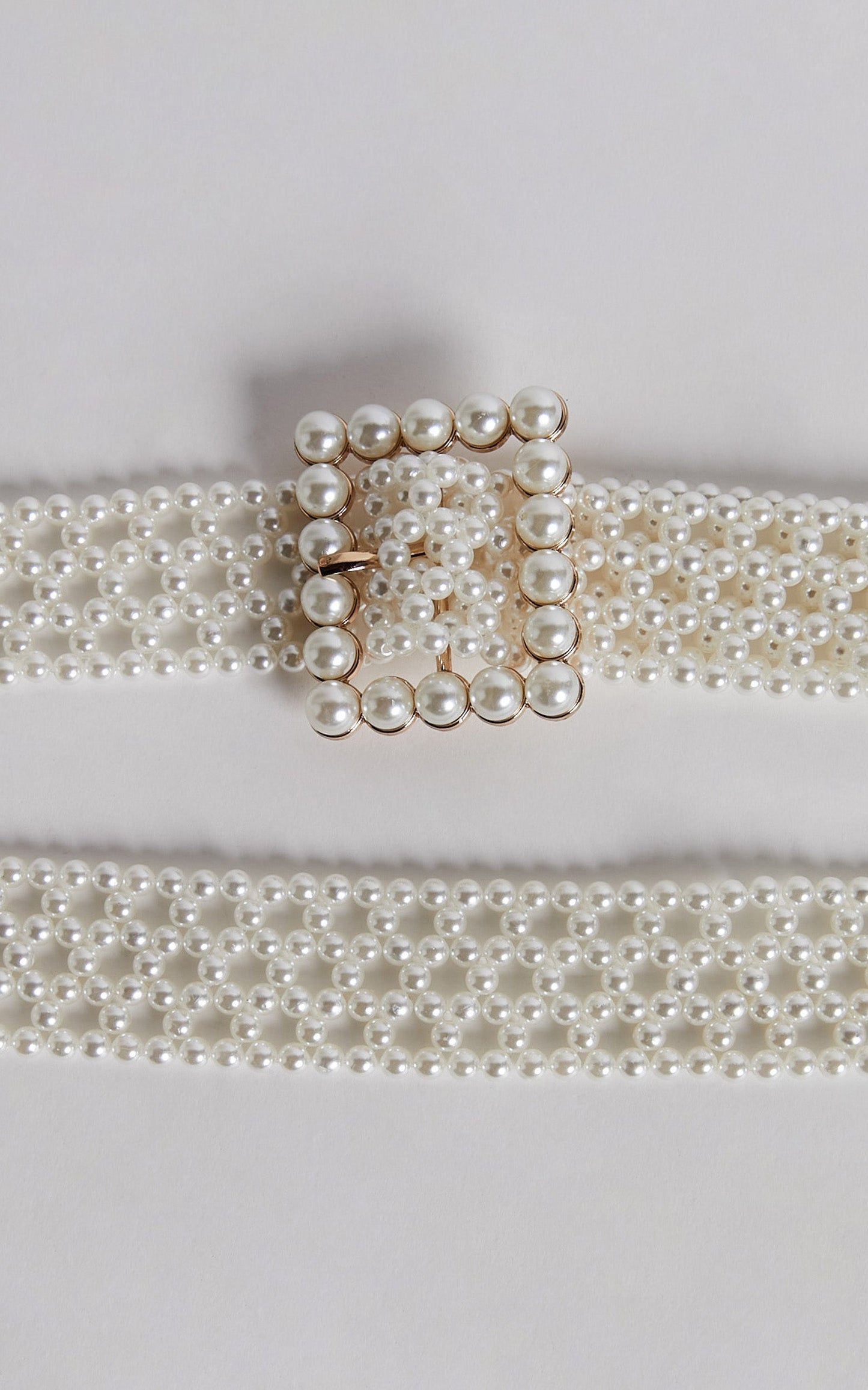 Angelina Square Pearl Belt in White