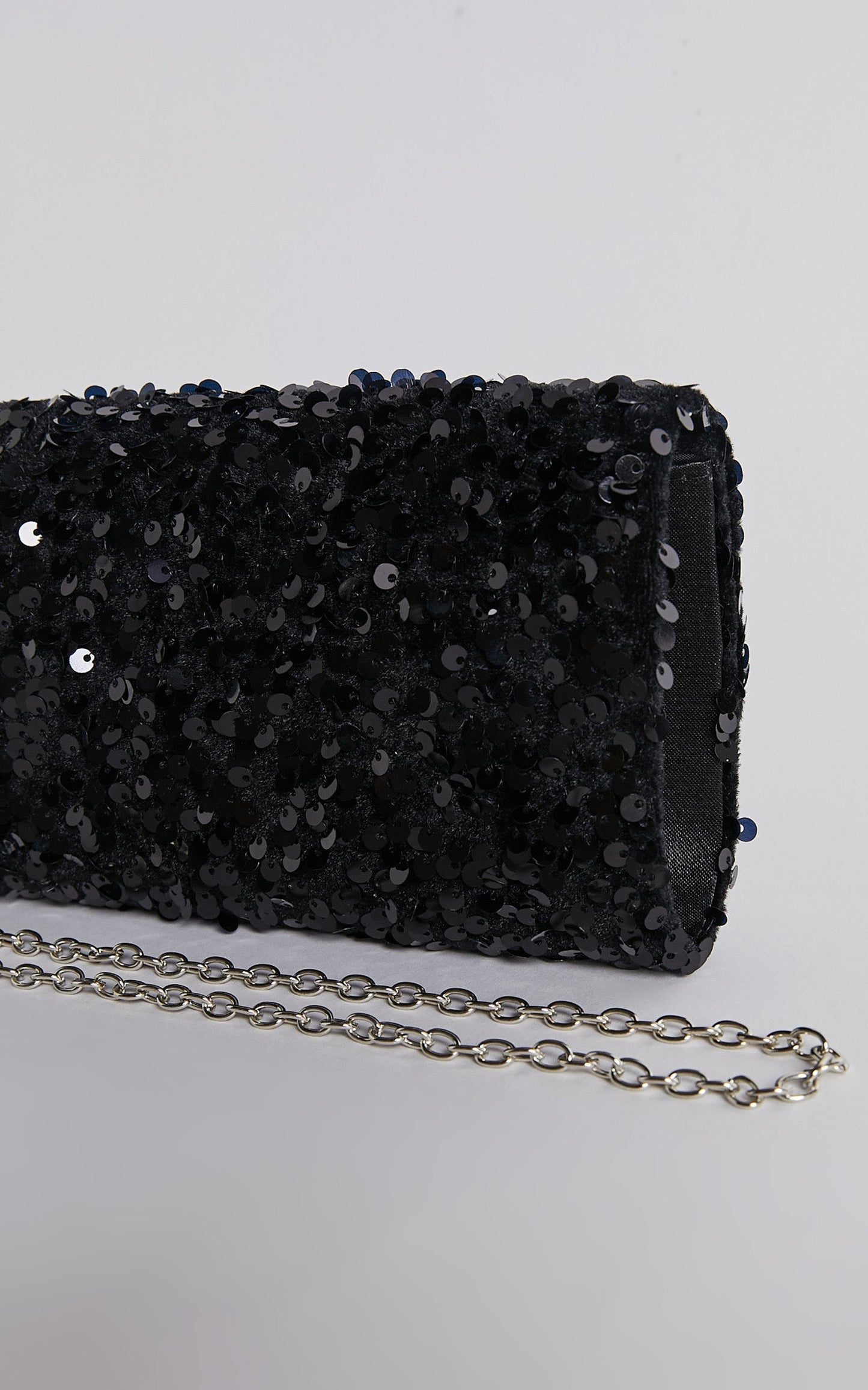 Kensington Velevet Sequin Clutch in Black