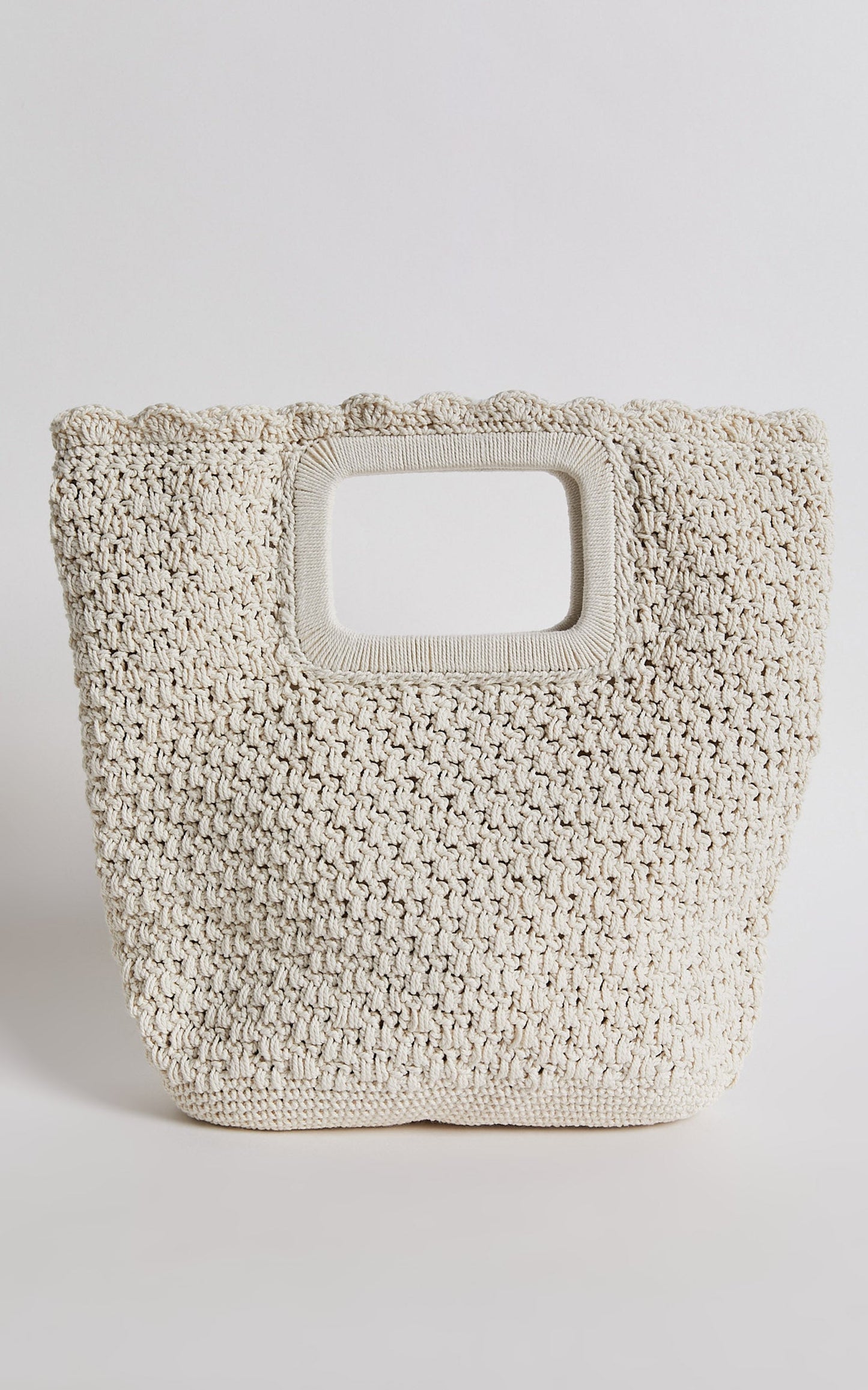 Tahiti Woven Square Tote Clutch in Cream
