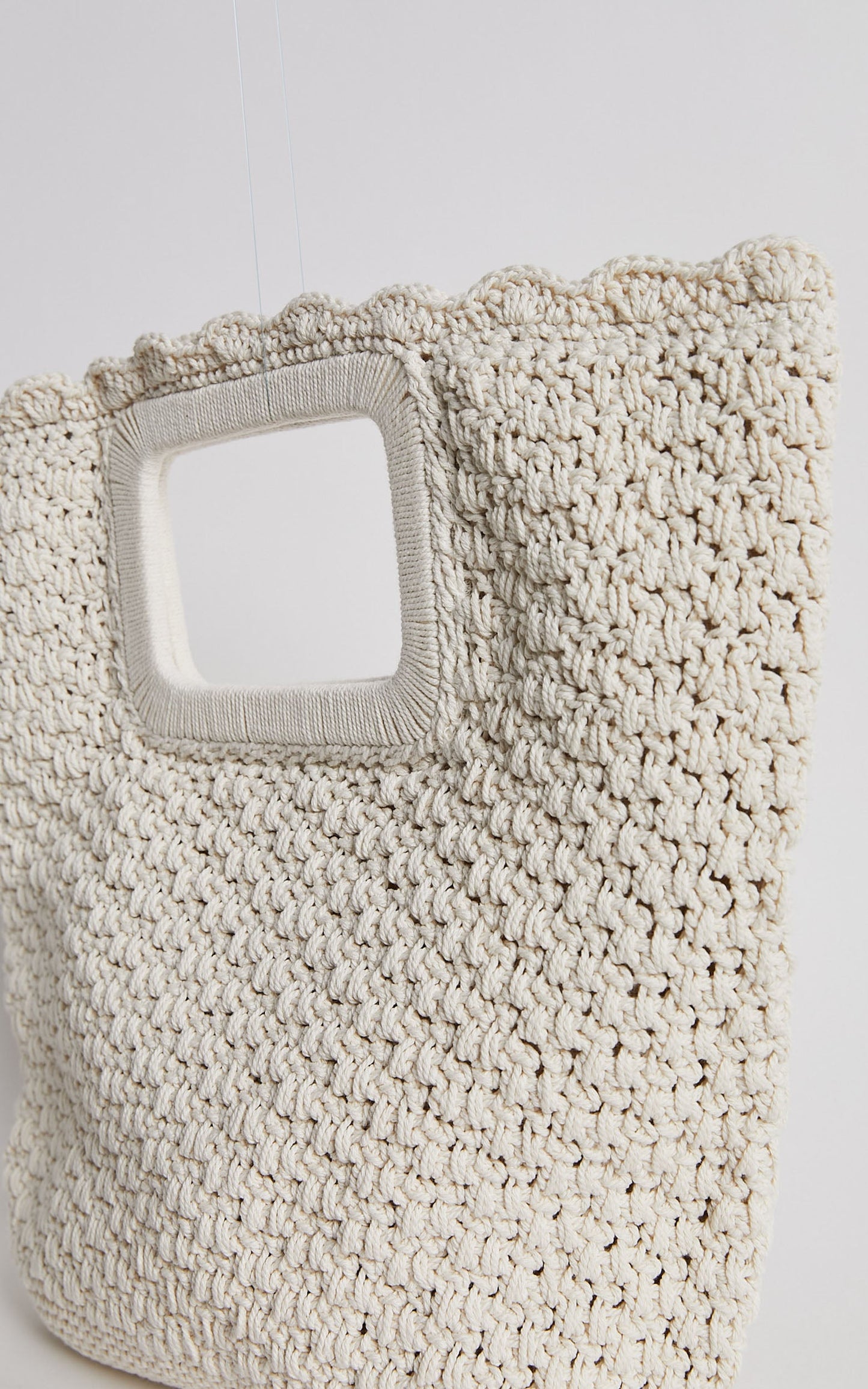 Tahiti Woven Square Tote Clutch in Cream