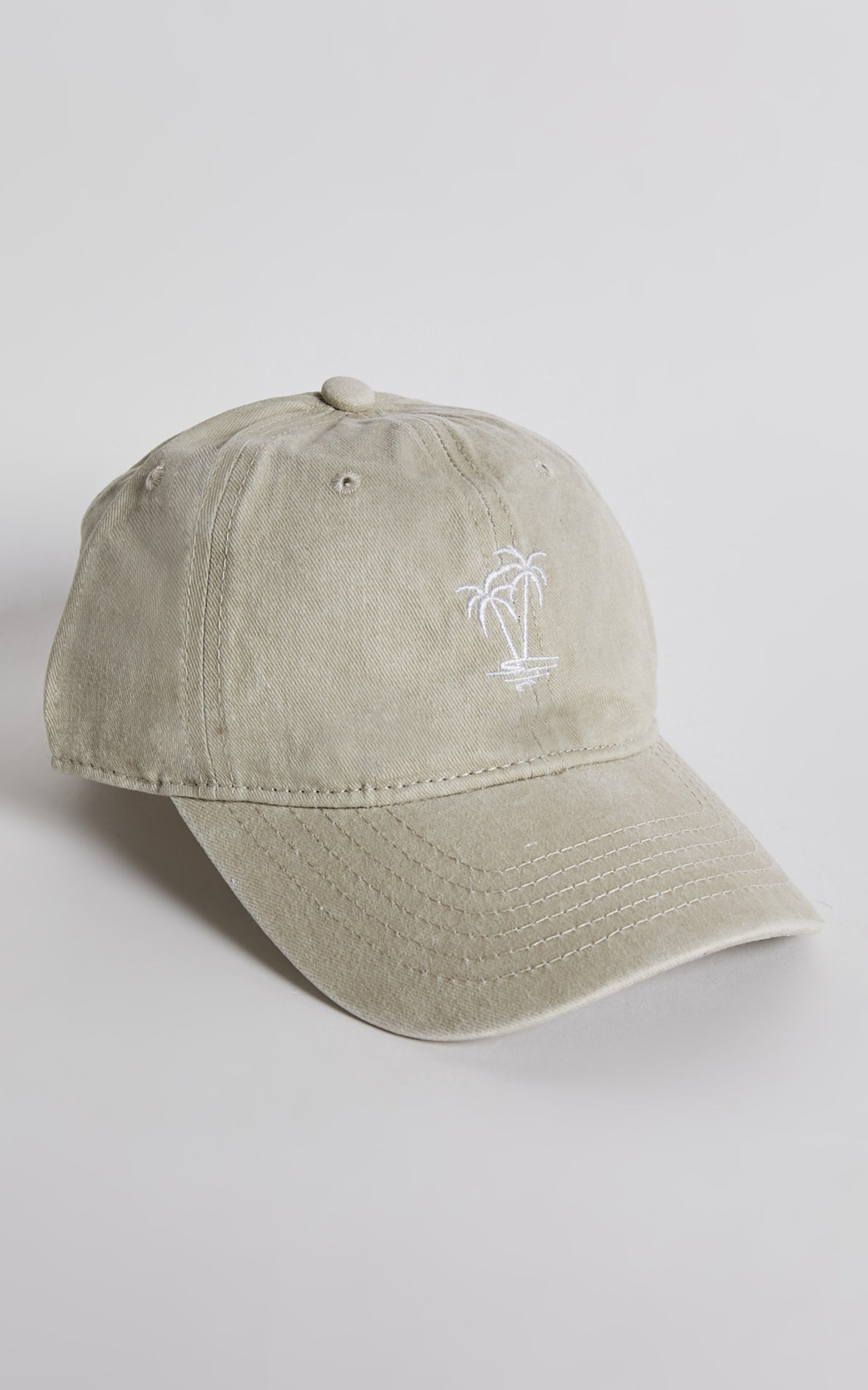 Lidiane Cap - Embroidered Palm Tree Cap in Sand