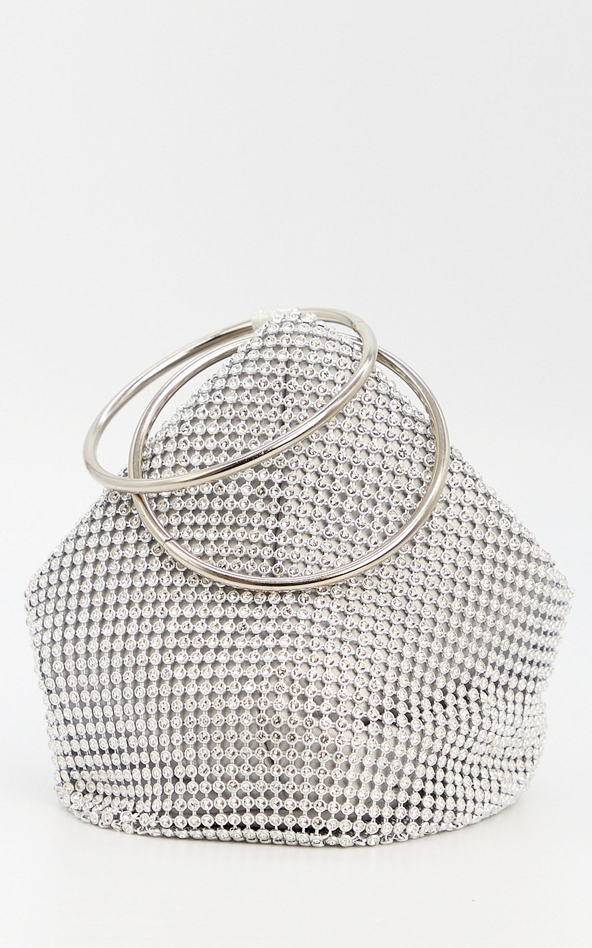 Adelyn Tasche – Paillettentasche mit Ringgriff in Silber