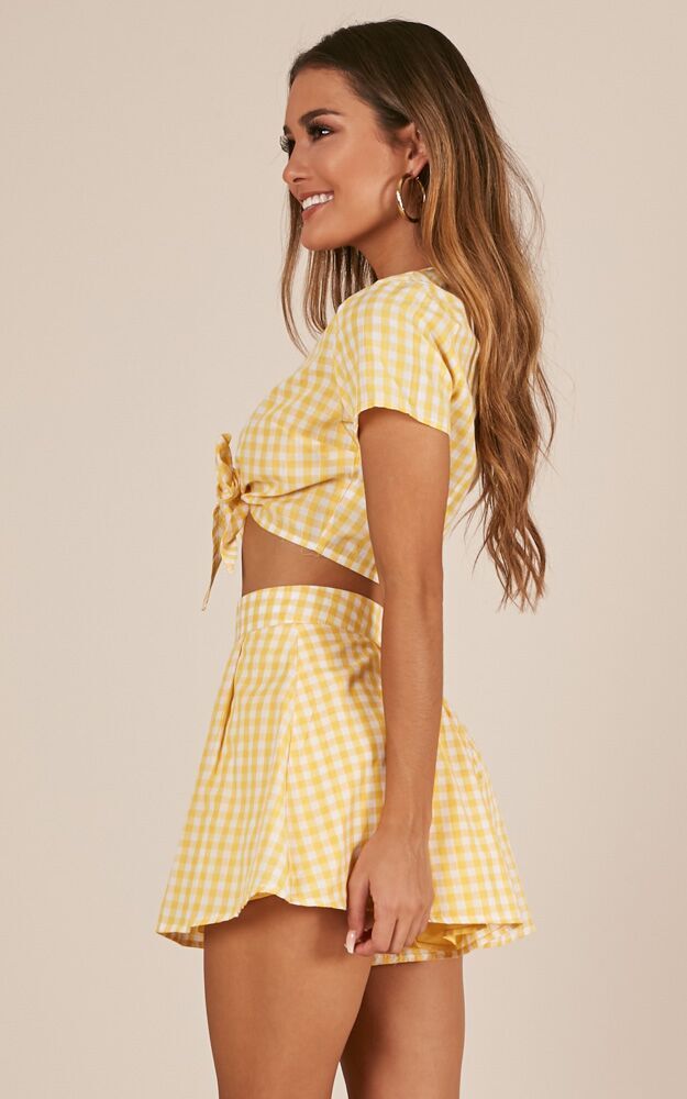 Pacific Beach Two Piece Set In Yellow Gingham
