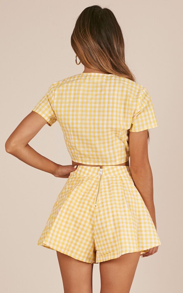 Pacific Beach Two Piece Set In Yellow Gingham