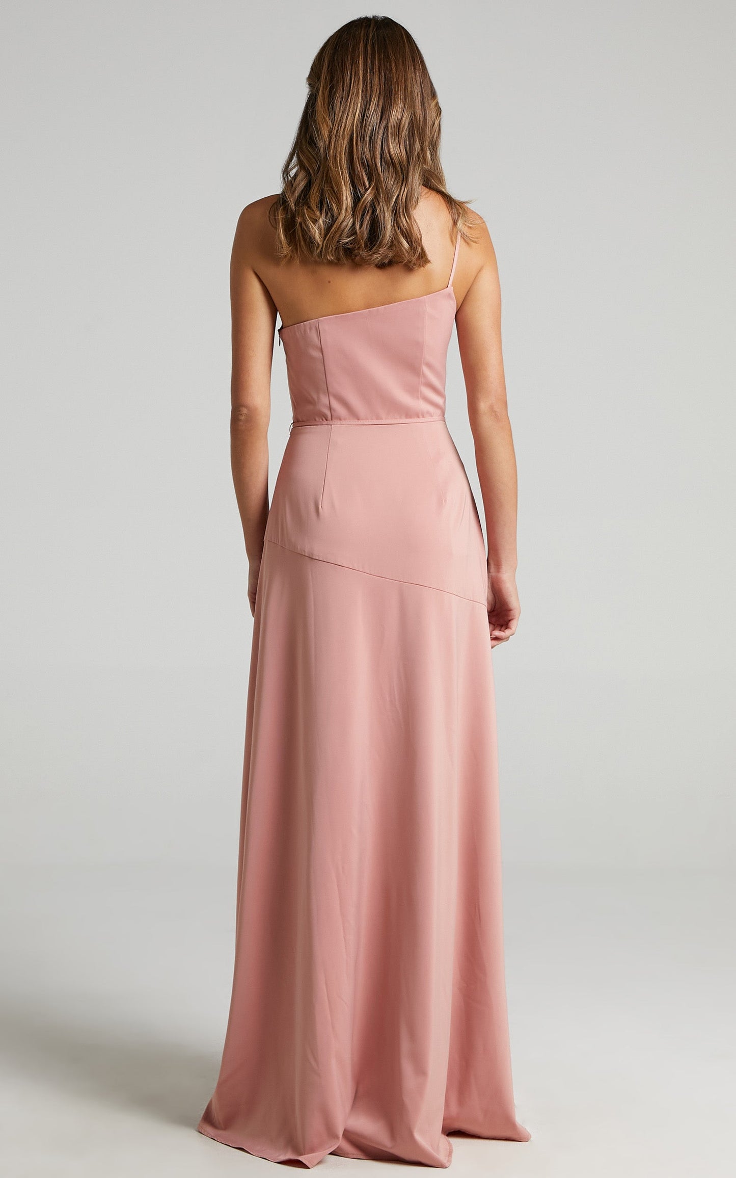 Find Your Tribe Dress in Peach Satin