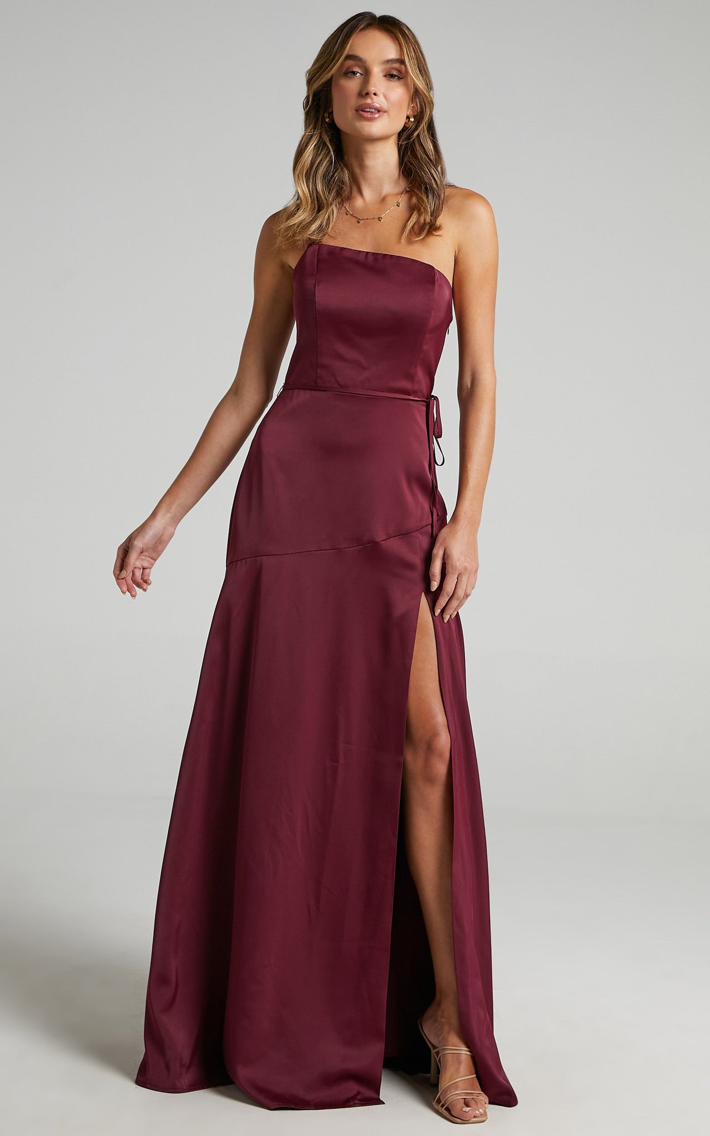 Find Your Tribe Dress in Mulberry Satin