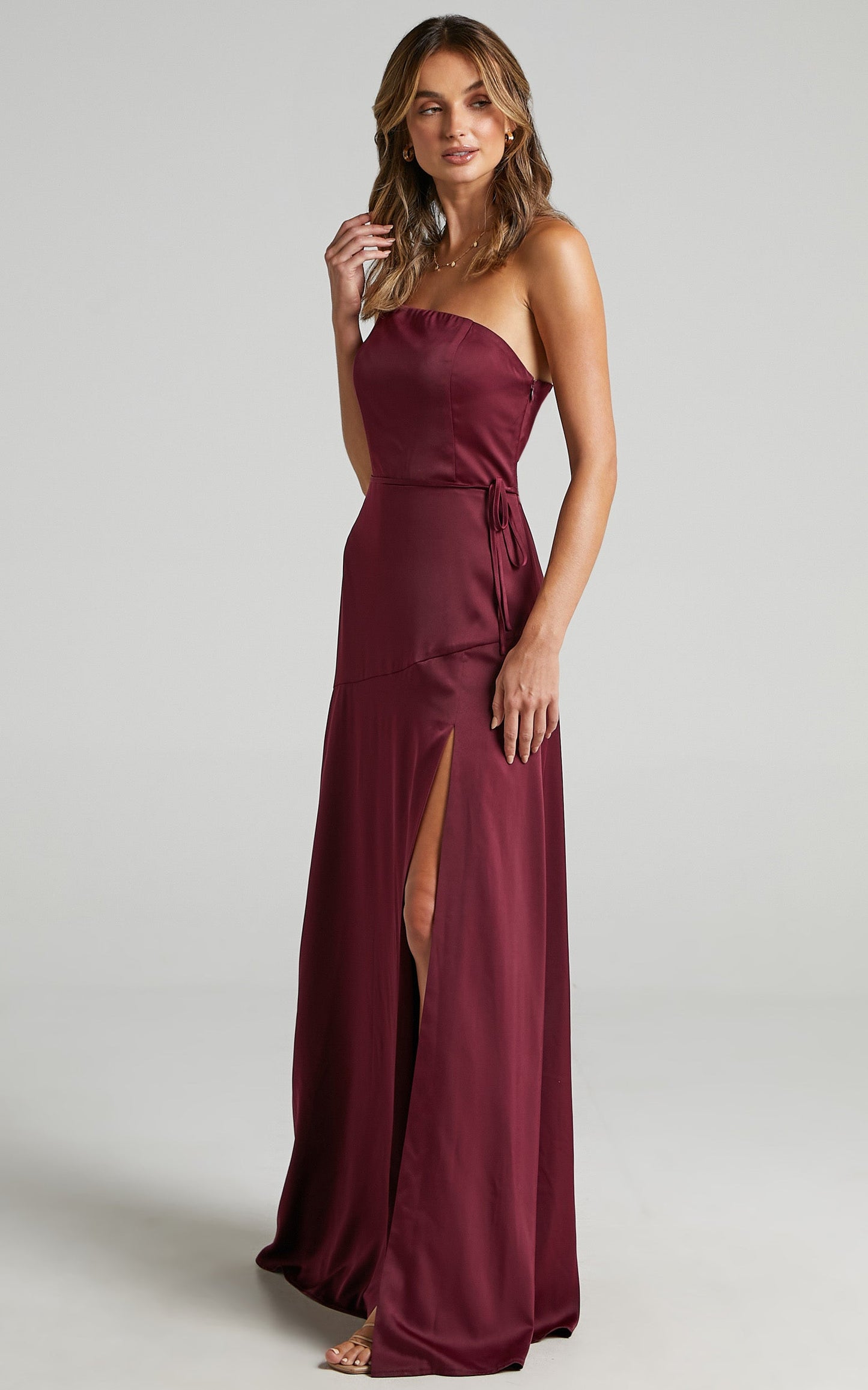 Find Your Tribe Dress in Mulberry Satin