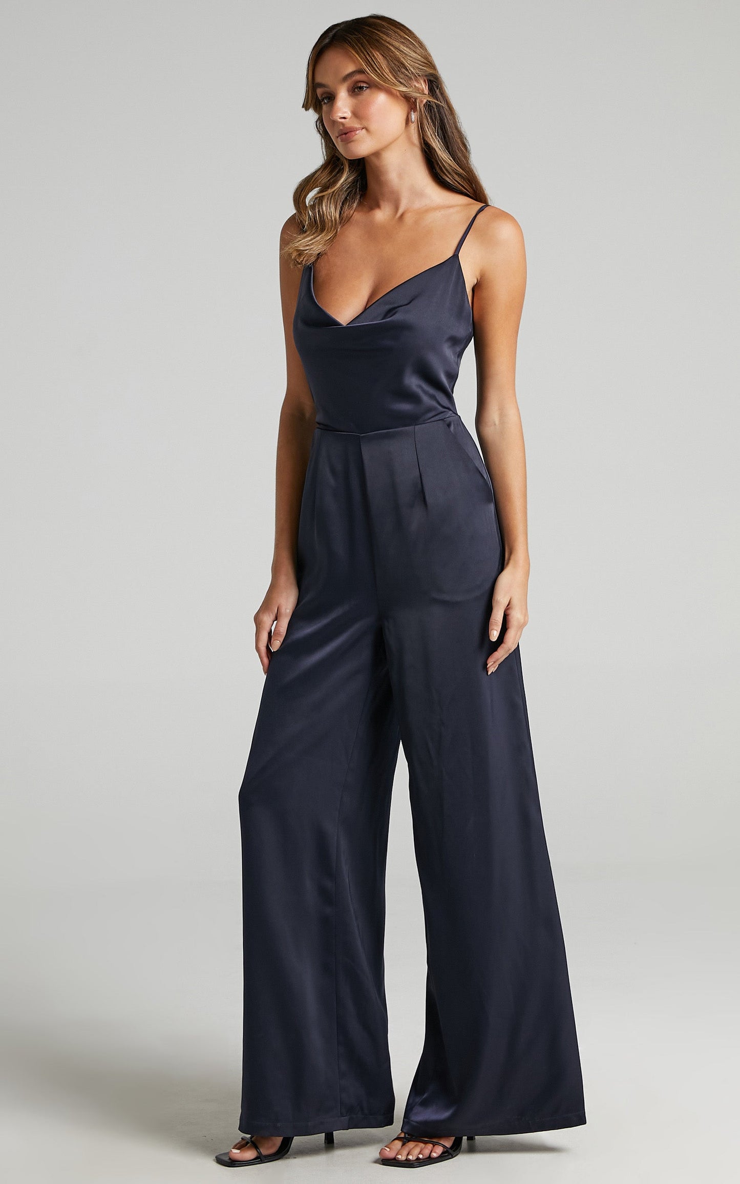Together in Spirit Jumpsuit in Navy Satin