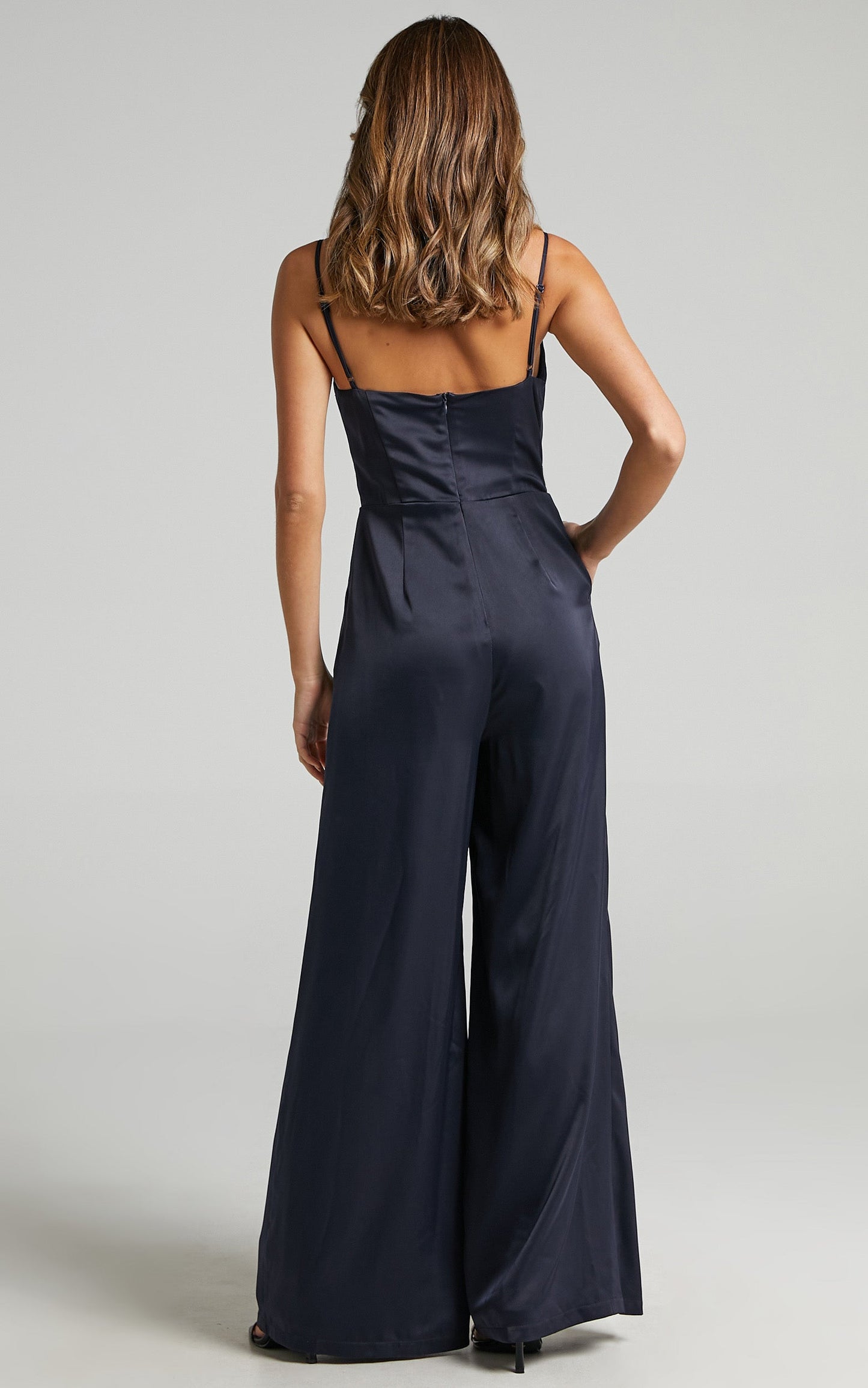Together in Spirit Jumpsuit in Navy Satin