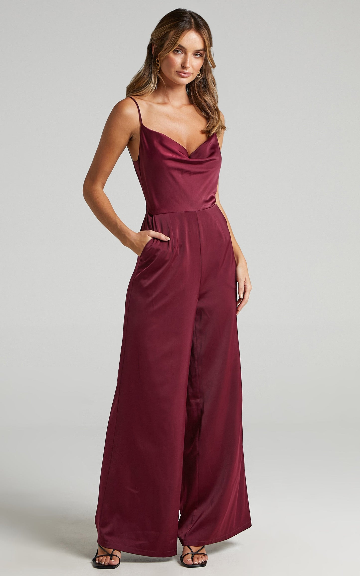 Together in Spirit Jumpsuit in Mulberry Satin