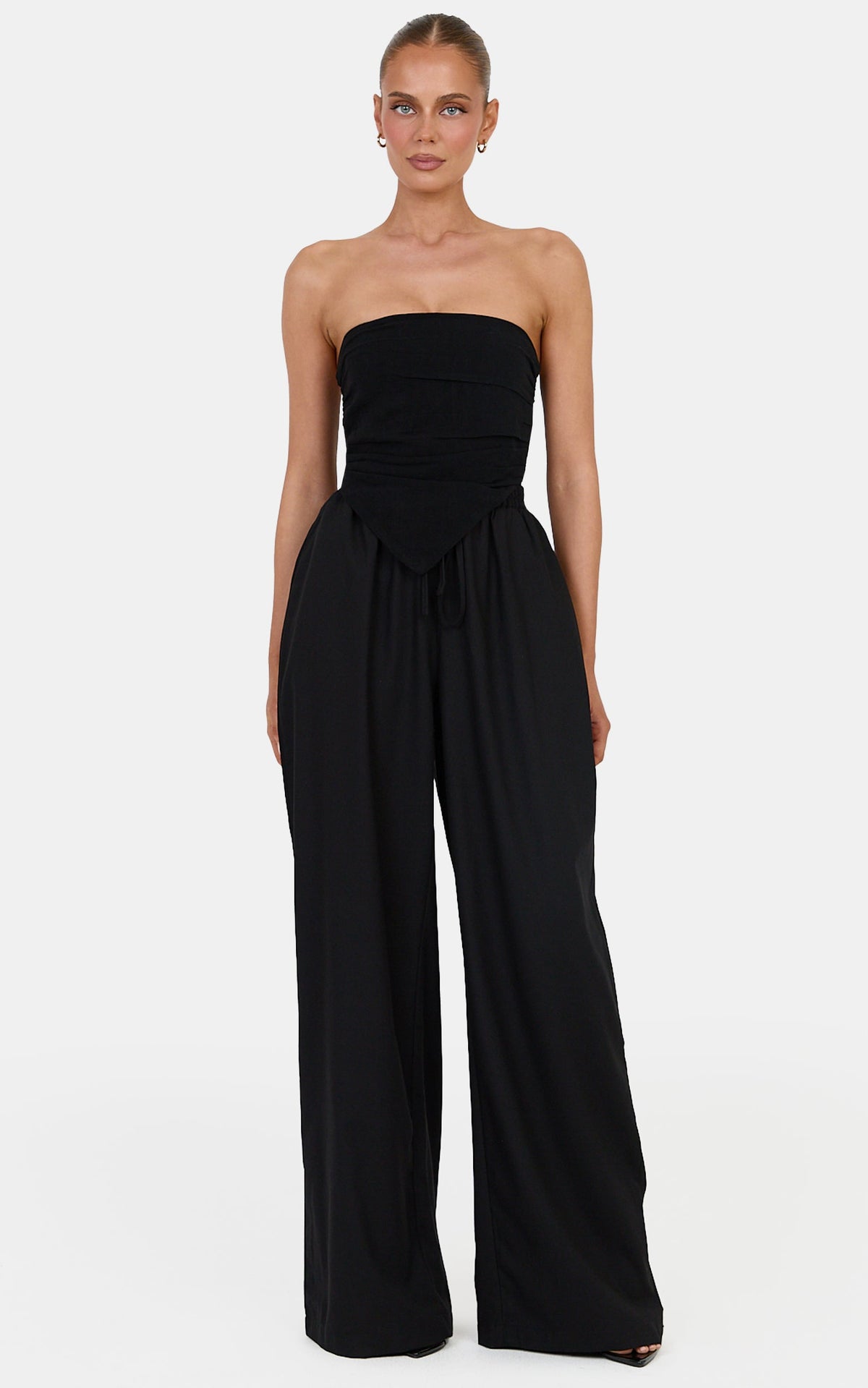 Norma Hose – Weite Leinenhose mit hohem Bund in Schwarz