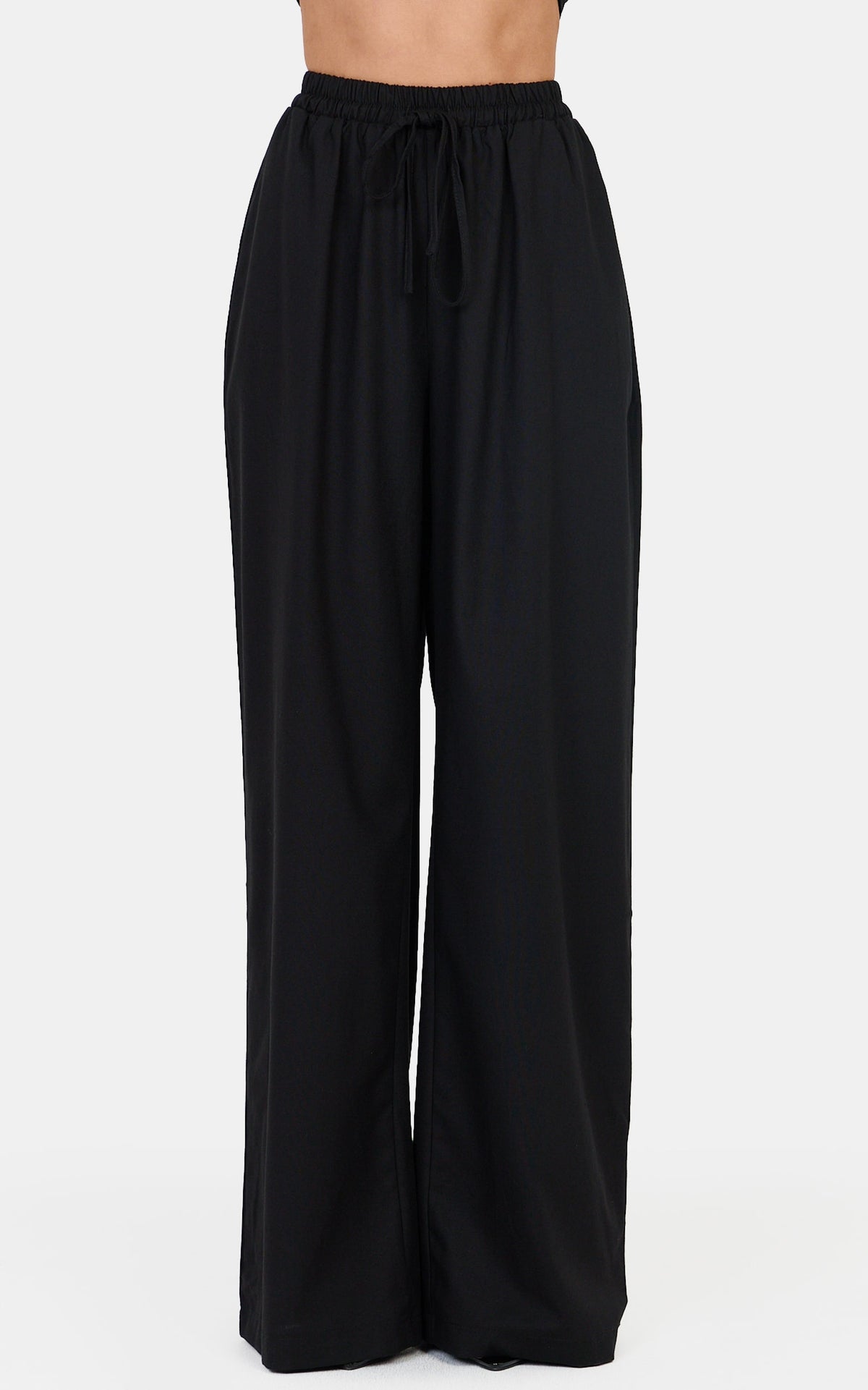 Norma Hose – Weite Leinenhose mit hohem Bund in Schwarz