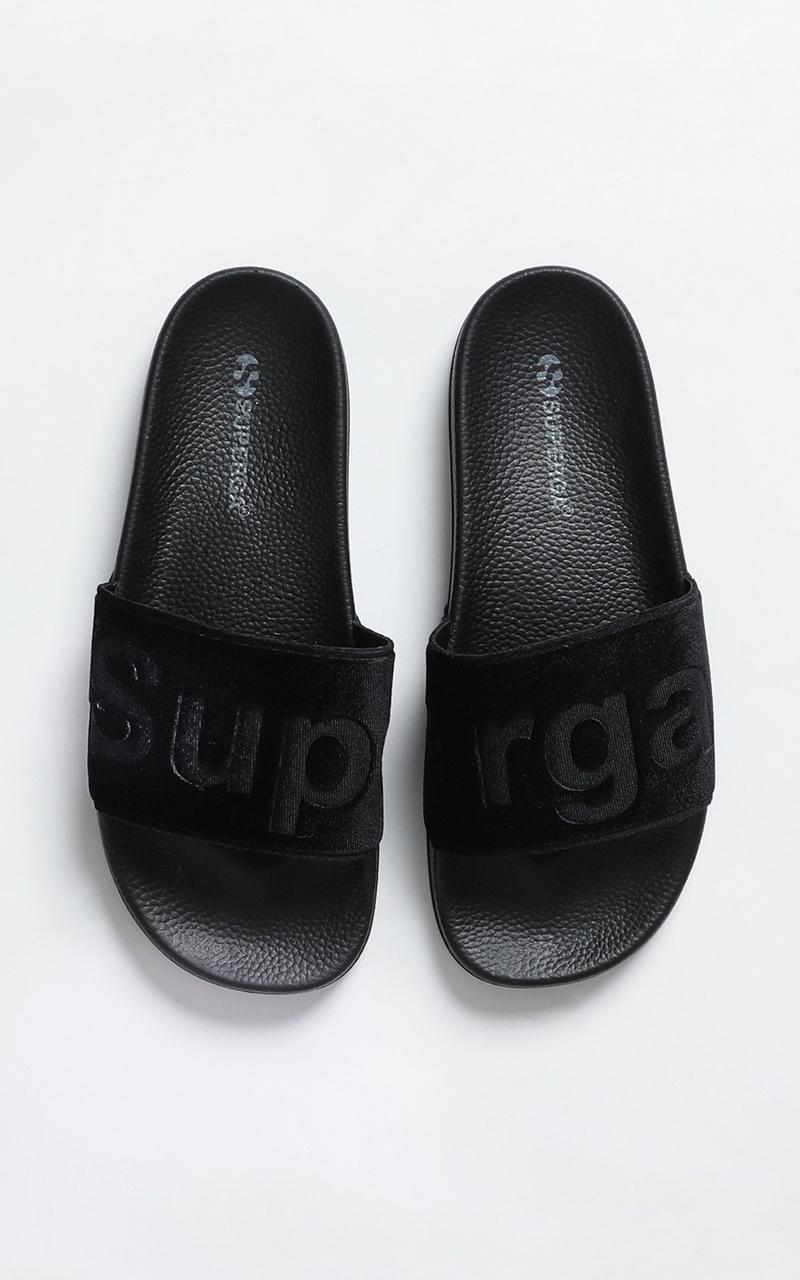Superga - 1908 Velvet Slides In Black