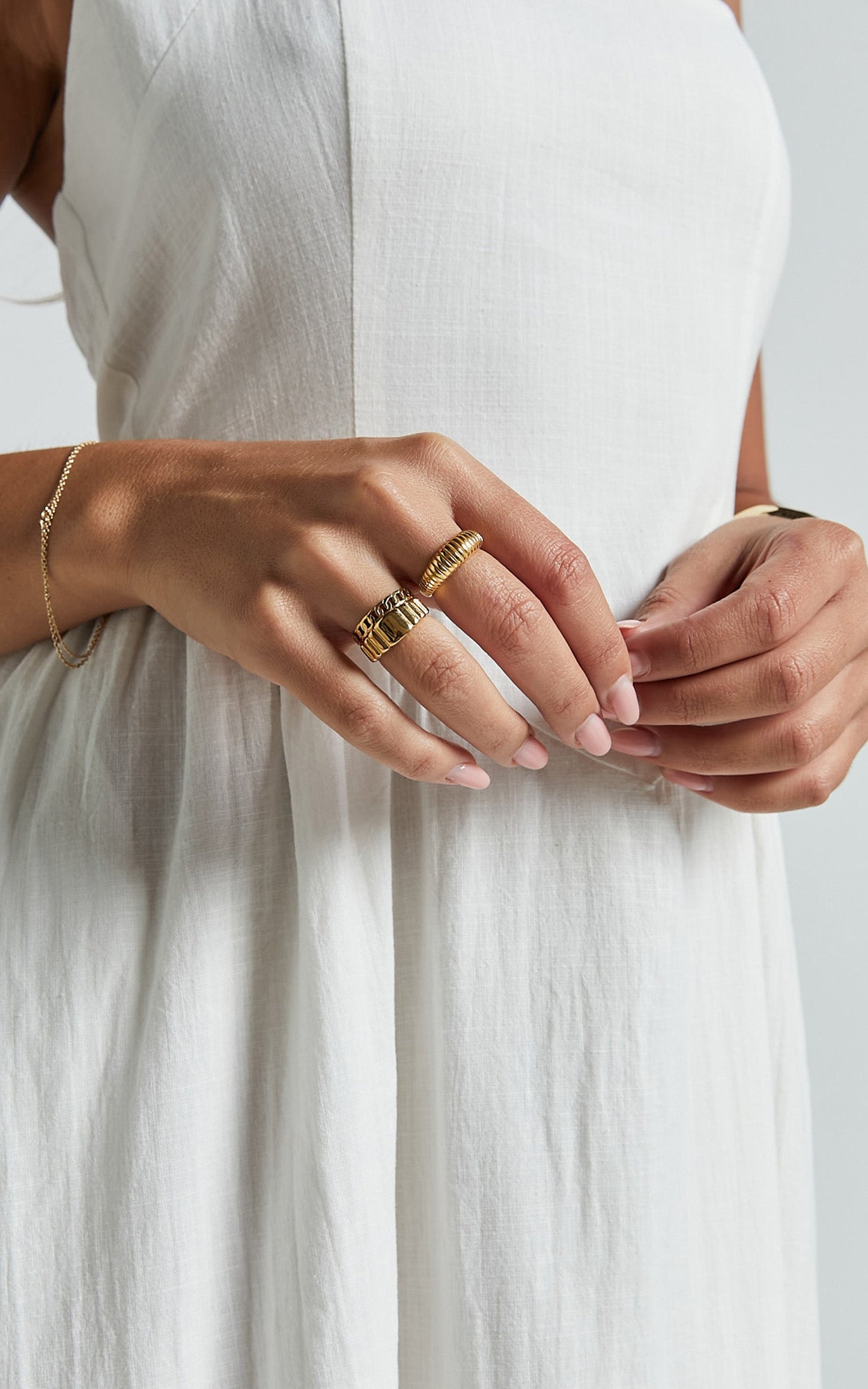 Jacintha Rings - 3 Pack Ring Set in Gold