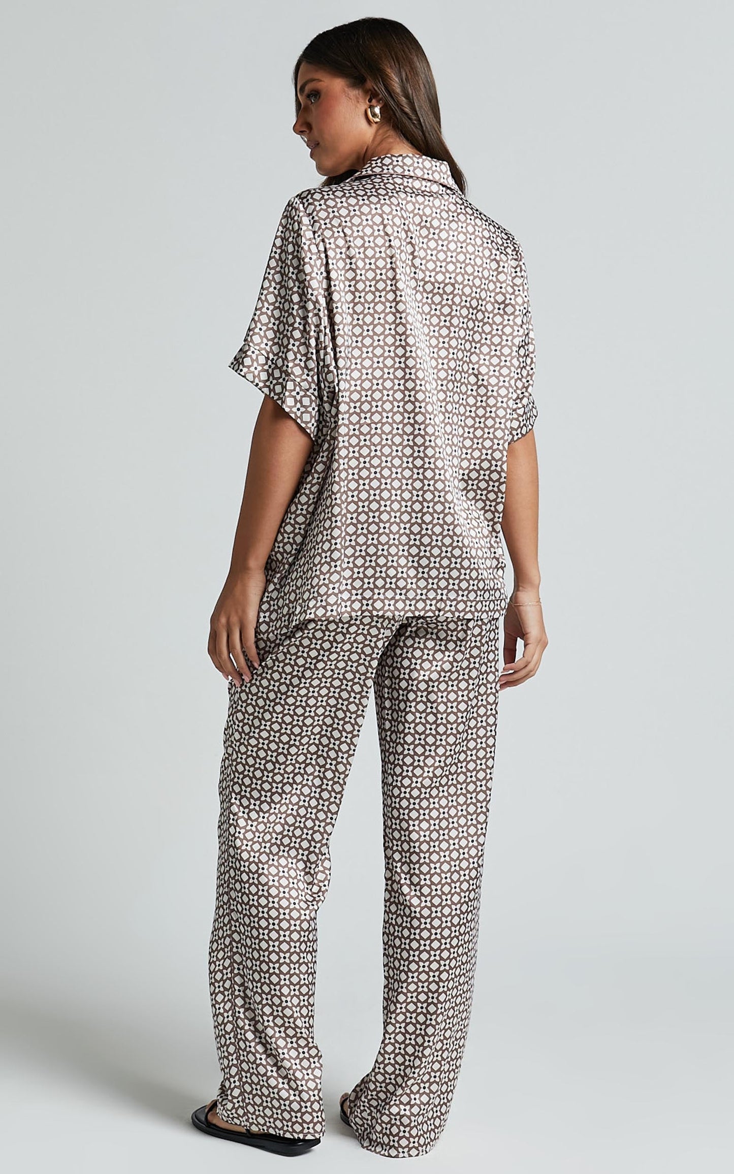 Rosetti Pants - Mid Waisted Elastic Waist Relaxed Pants in Tessara Geometric Print