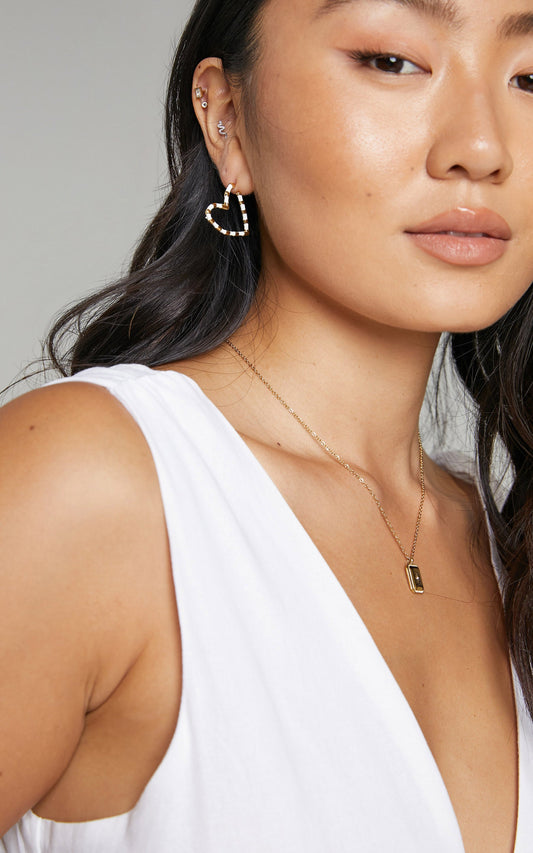 Chrizelda Heart Hoop Earrings in White