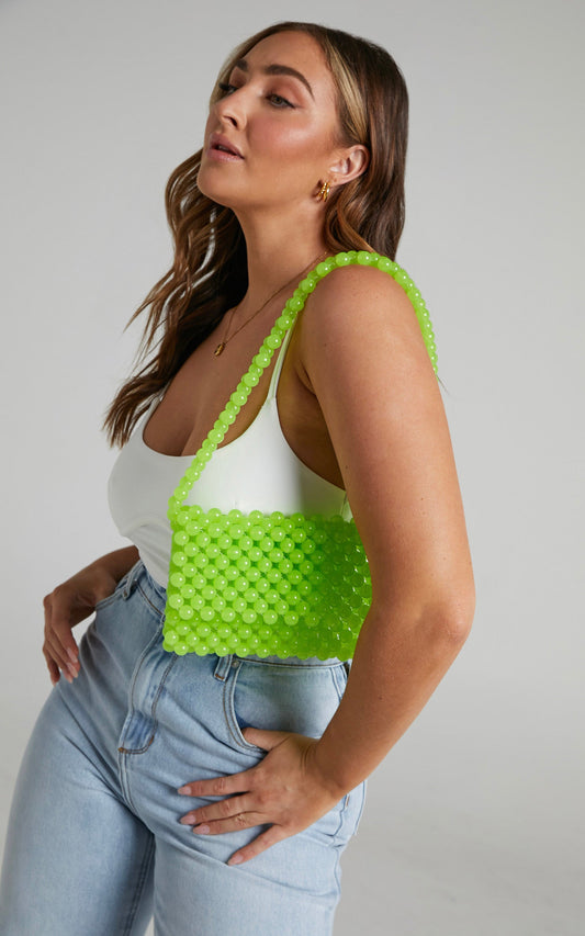 Adele Beaded Bag in Lime