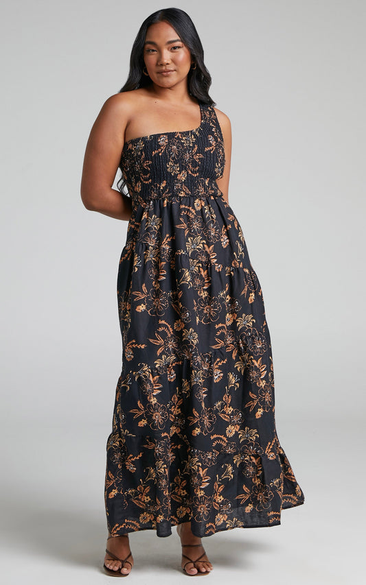 Charlie Holiday - Pamela Maxi Linen Blend Dress in Sweet Tropics