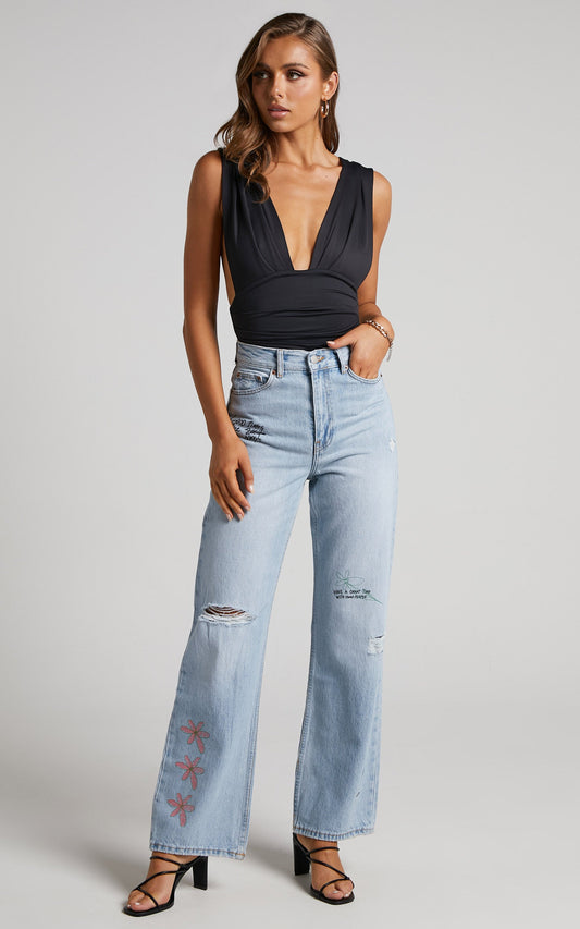 Dr Denim - Echo Jean in Light Blue Jay Scribble