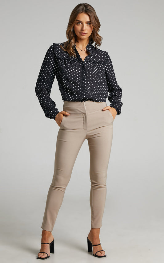 Hailey Trousers - High Waisted Trouser in Stone
