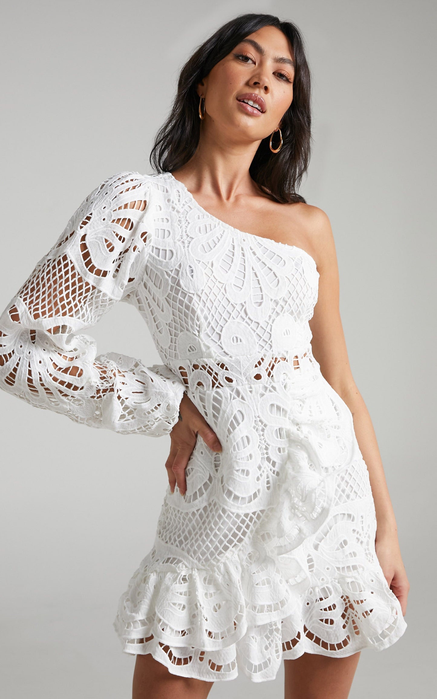 Kiss Me Quick One Shoulder Dress in White