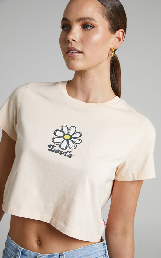 Levi's - Handrawn Daisy Cropped Jordie Tee in Peach Puree