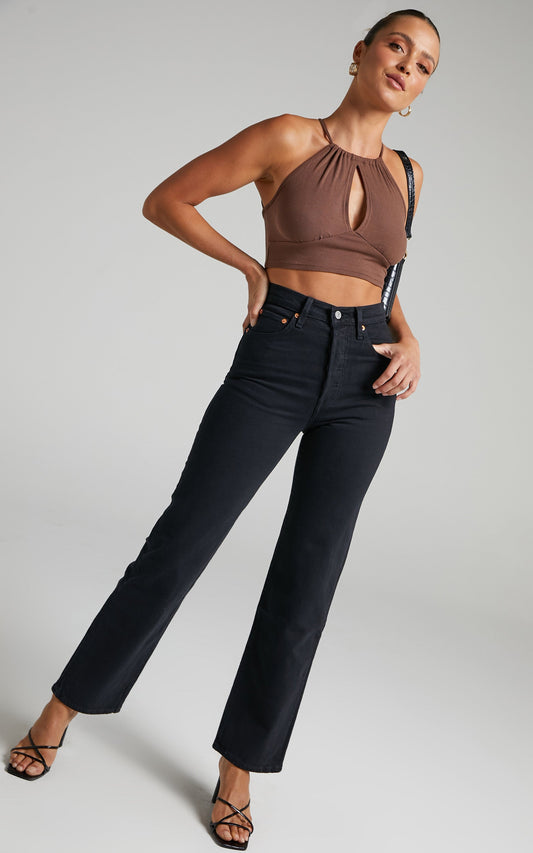 Levi's - Ribcage Straight Ankle Jean in Black Sprout