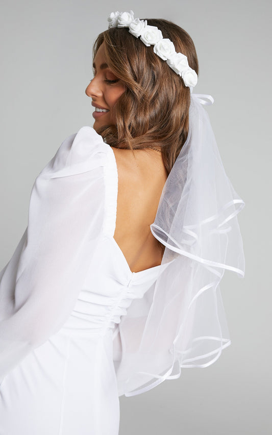 Lilee Flower Crown Veil in White