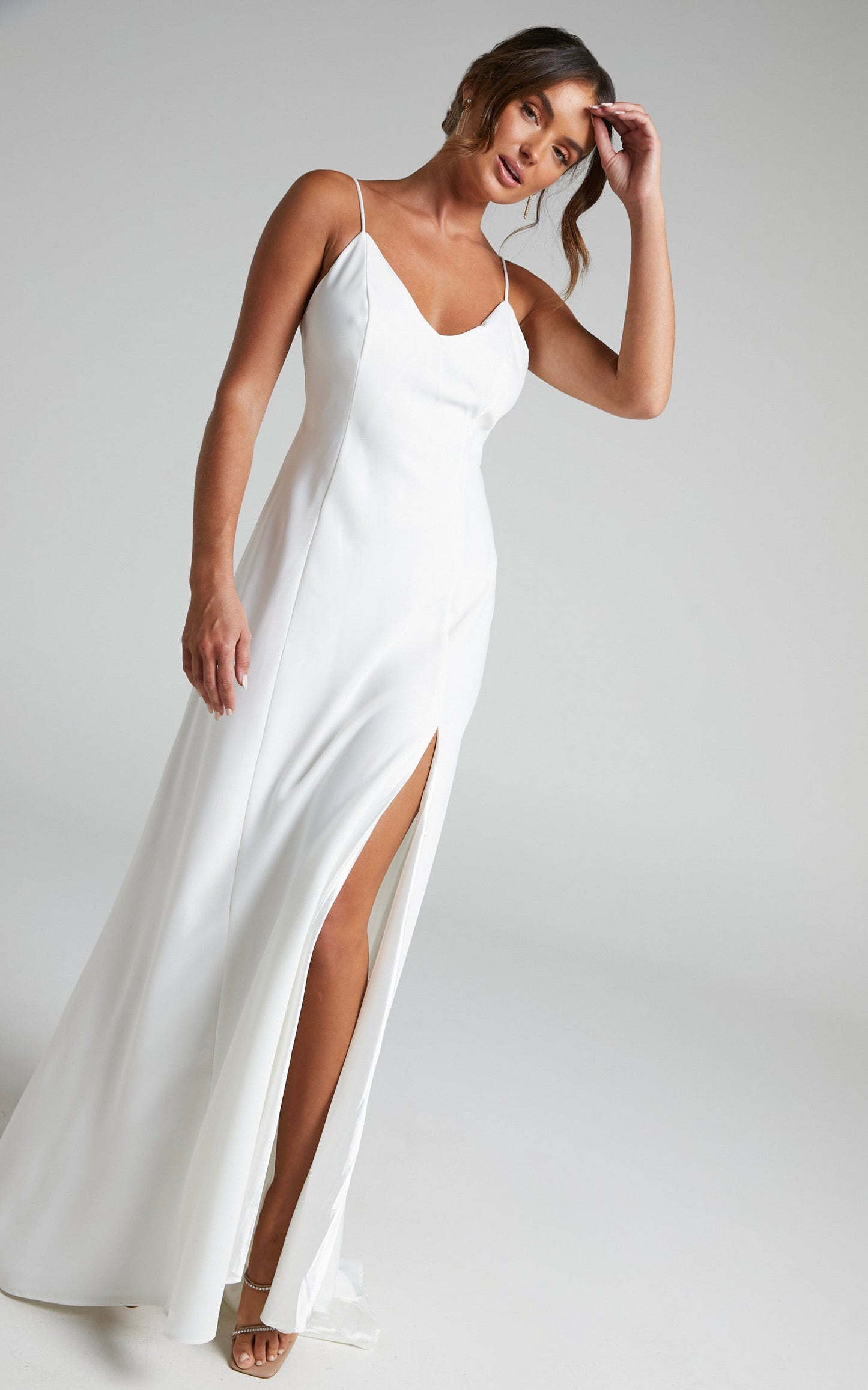 Love Struck Gown - Open Back Slip Gown in Ivory Satin
